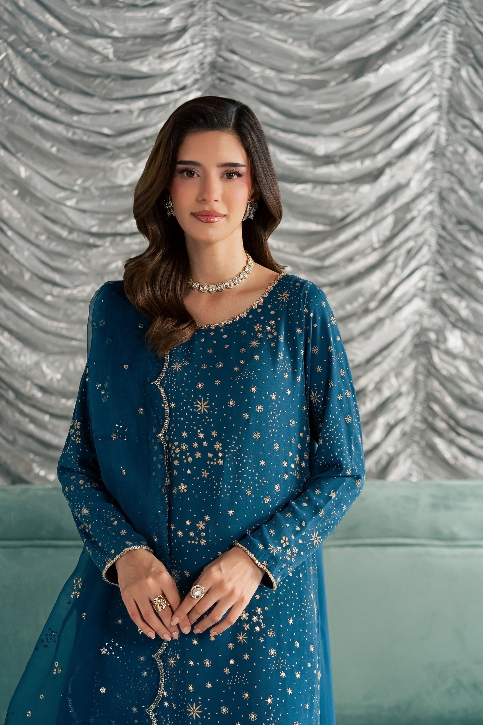 Aalana 3Pc - Festive Luxe Pret STUDIOLUXEAUG26 BATIK S / Zinc / Georgette