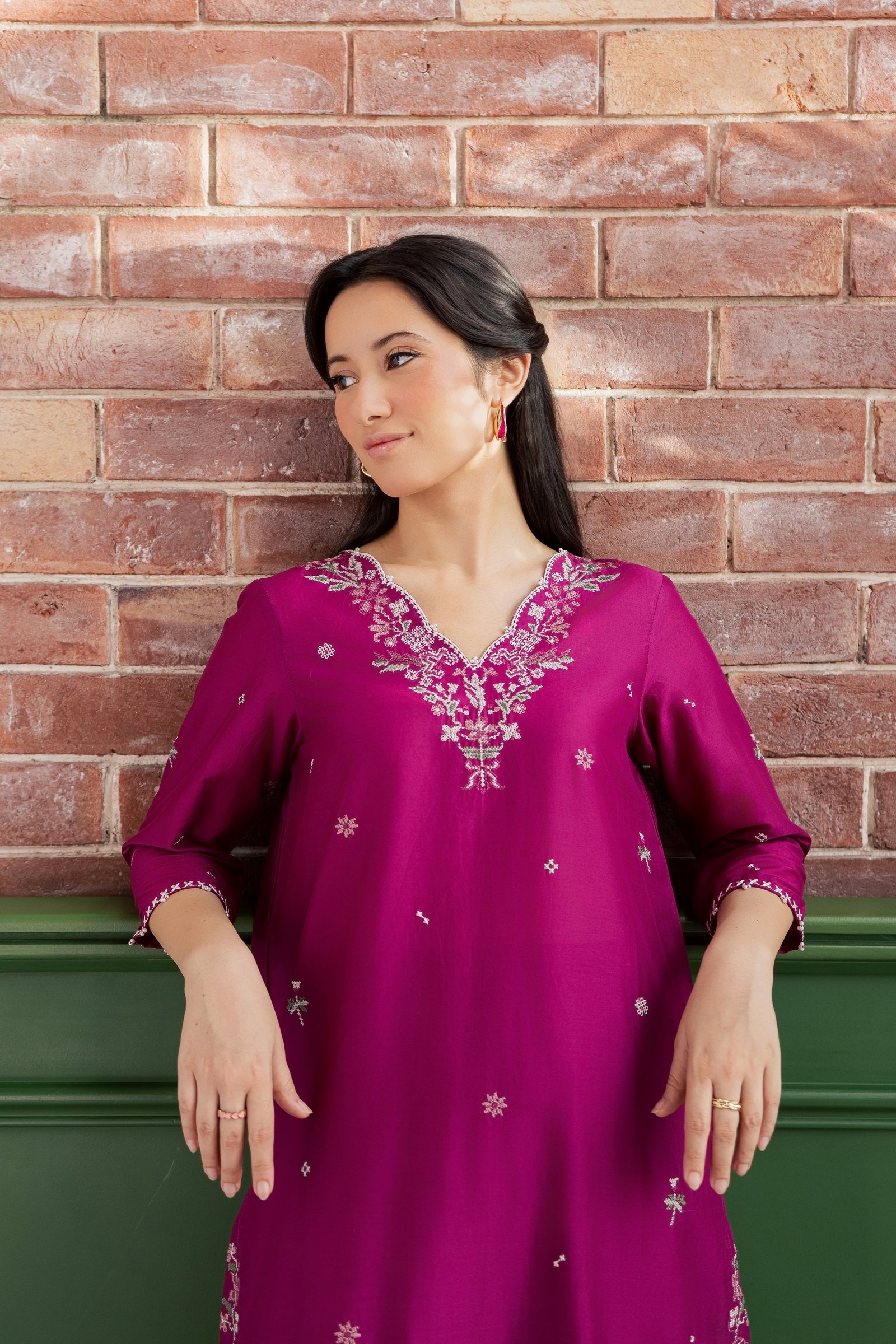 Ada 2Pc - Embroidered Lawn Dress EverydayEdit26 BATIK XS / Magenta Purple / Pima Lawn