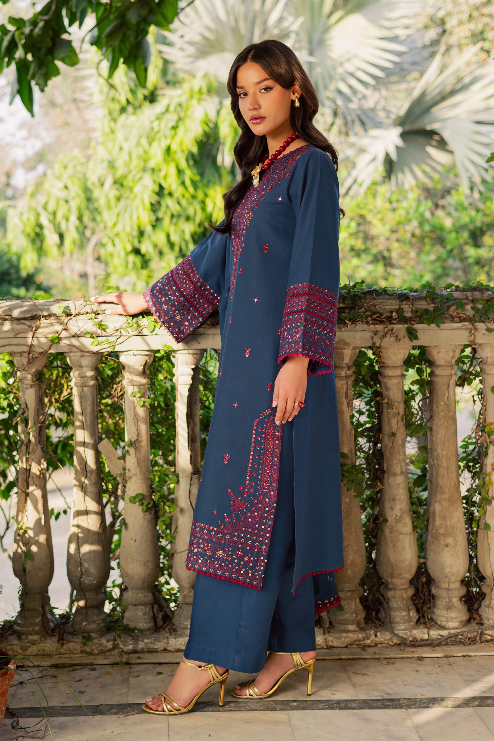 Aeina 3Pc - Embroidered Khaddar Dress BATIK WINTER PRET 2025 BATIK XS / Poseidon / Khaddar-S / Poseidon / Khaddar-M / Poseidon / Khaddar-L / Poseidon / Khaddar-XL / Poseidon / Khaddar