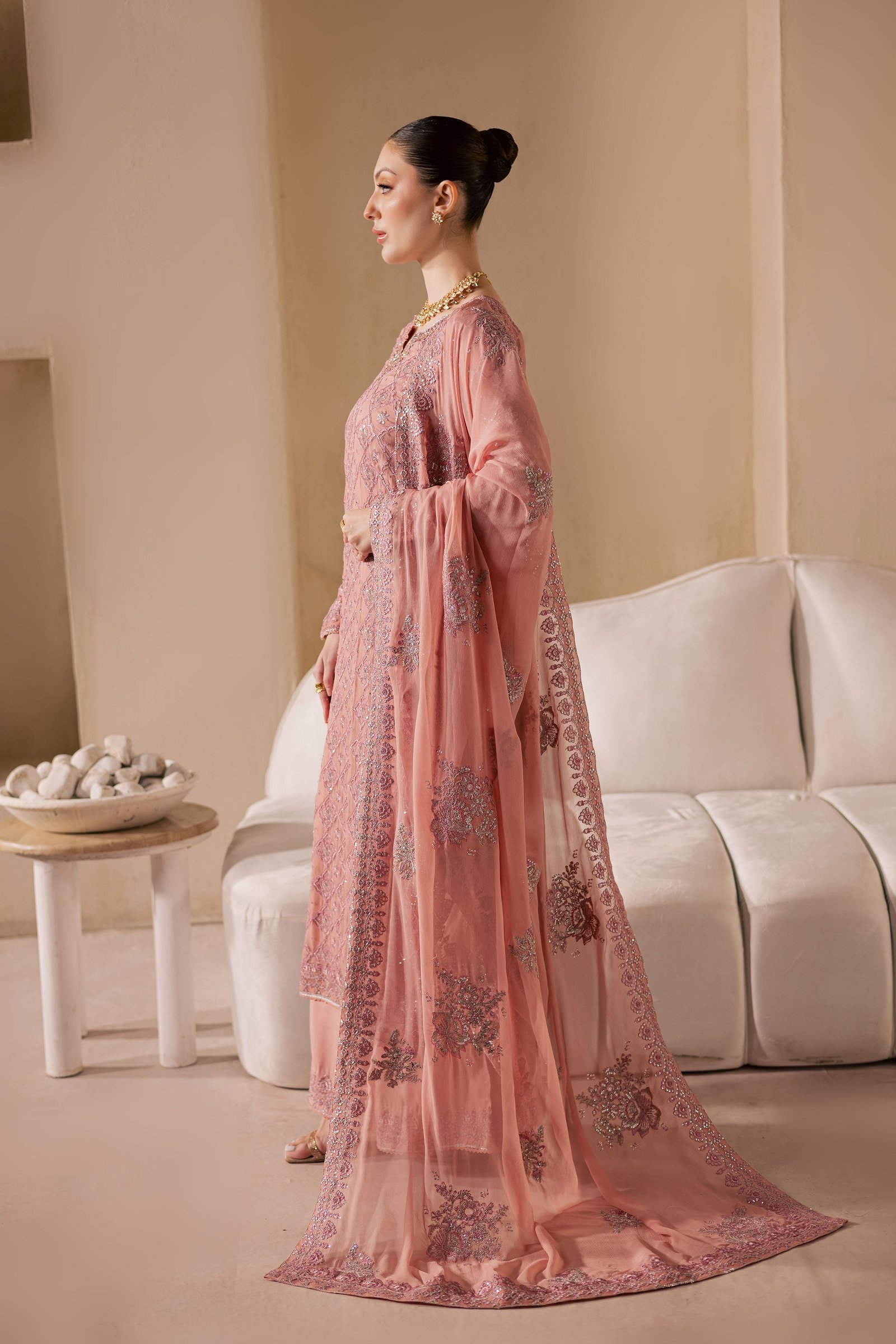 Almas 3Pc - Embroidered Luxe Pret BATIKLuxePRET2025 BATIK XS / Tea Pink / Chiffon & Raw Silk-S / Tea Pink / Chiffon & Raw Silk-M / Tea Pink / Chiffon & Raw Silk-L / Tea Pink / Chiffon & Raw Silk-XL / Tea Pink / Chiffon & Raw Silk