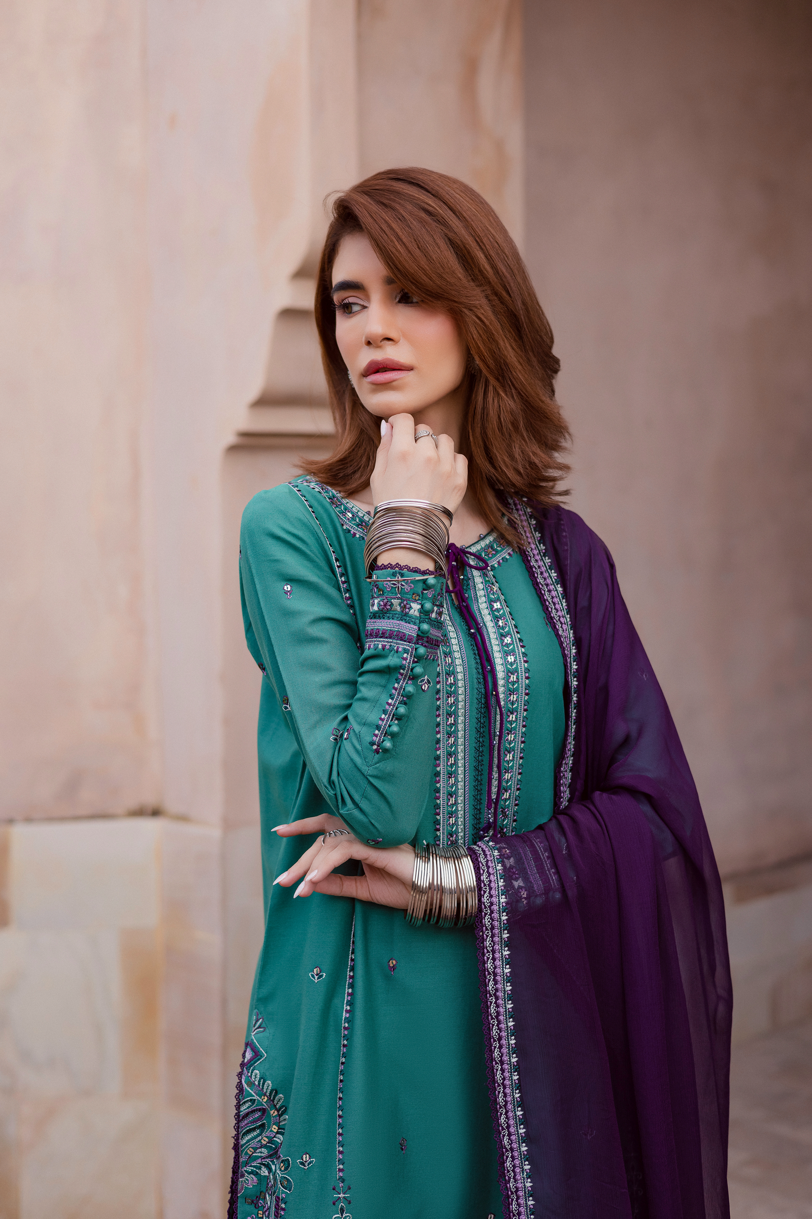 Amberleaf 3Pc - Embroidered Khaddar Dress BATIK WINTER PRET 2025 BATIK XS / Amber Green / Khaddar-S / Amber Green / Khaddar-M / Amber Green / Khaddar-L / Amber Green / Khaddar-XL / Amber Green / Khaddar