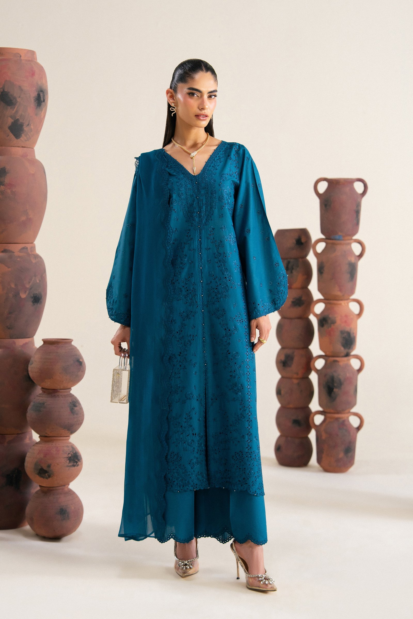 Amyra Blue 3Pc - Festive Eid Pret BATIKSS26 BATIK XS / Moroccon Blue / Pima Lawn-S / Moroccon Blue / Pima Lawn-M / Moroccon Blue / Pima Lawn-L / Moroccon Blue / Pima Lawn-XL / Moroccon Blue / Pima Lawn