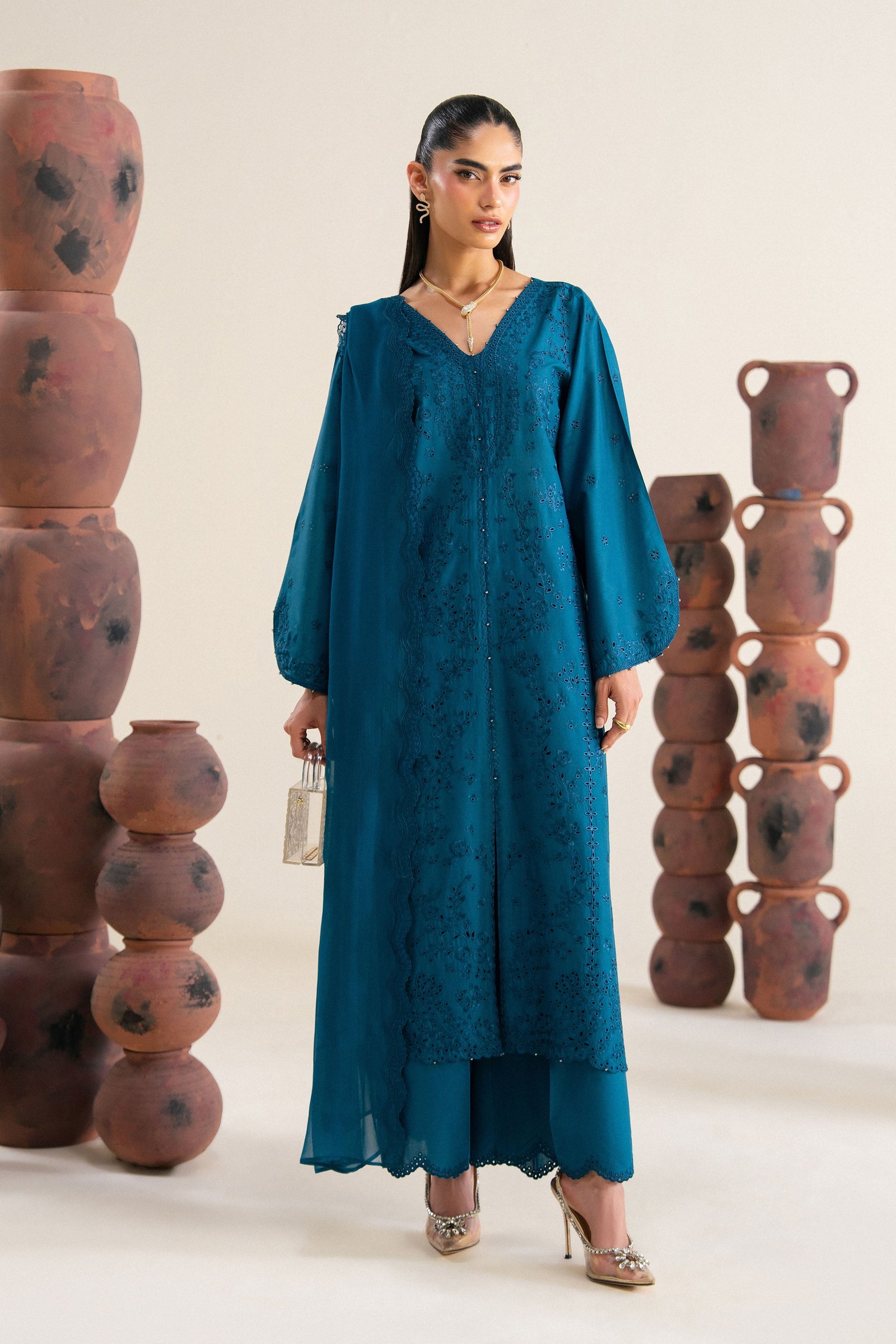 Amyra Blue 3Pc - Festive Eid Pret BATIKSS26 BATIK XS / Moroccon Blue / Pima Lawn-S / Moroccon Blue / Pima Lawn-M / Moroccon Blue / Pima Lawn-L / Moroccon Blue / Pima Lawn-XL / Moroccon Blue / Pima Lawn