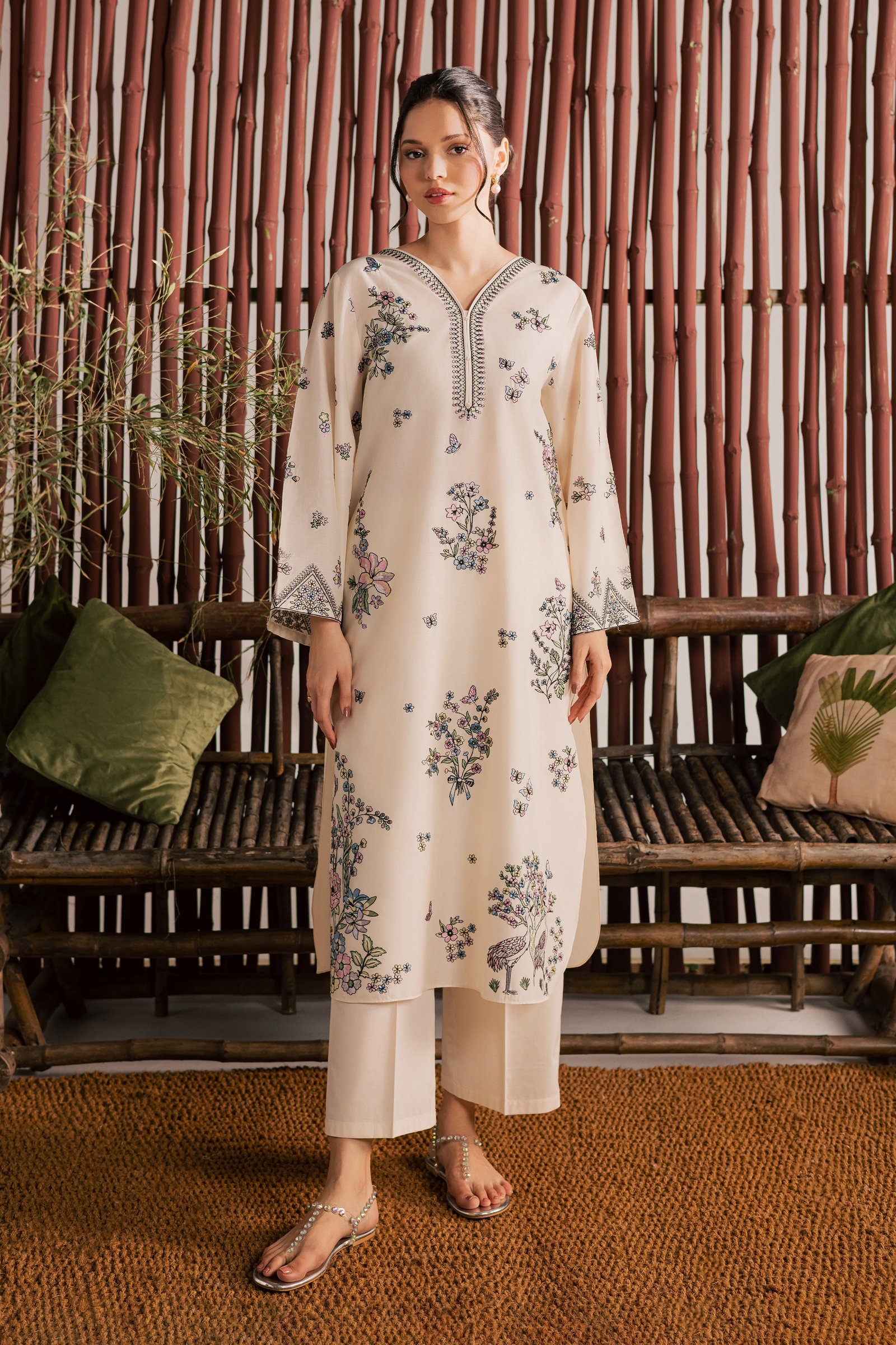 Anne 2Pc - Embroidered Lawn Dress EverydayEdit26 BATIK XS / White Swan / Pima Lawn-S / White Swan / Pima Lawn-M / White Swan / Pima Lawn-L / White Swan / Pima Lawn-XL / White Swan / Pima Lawn