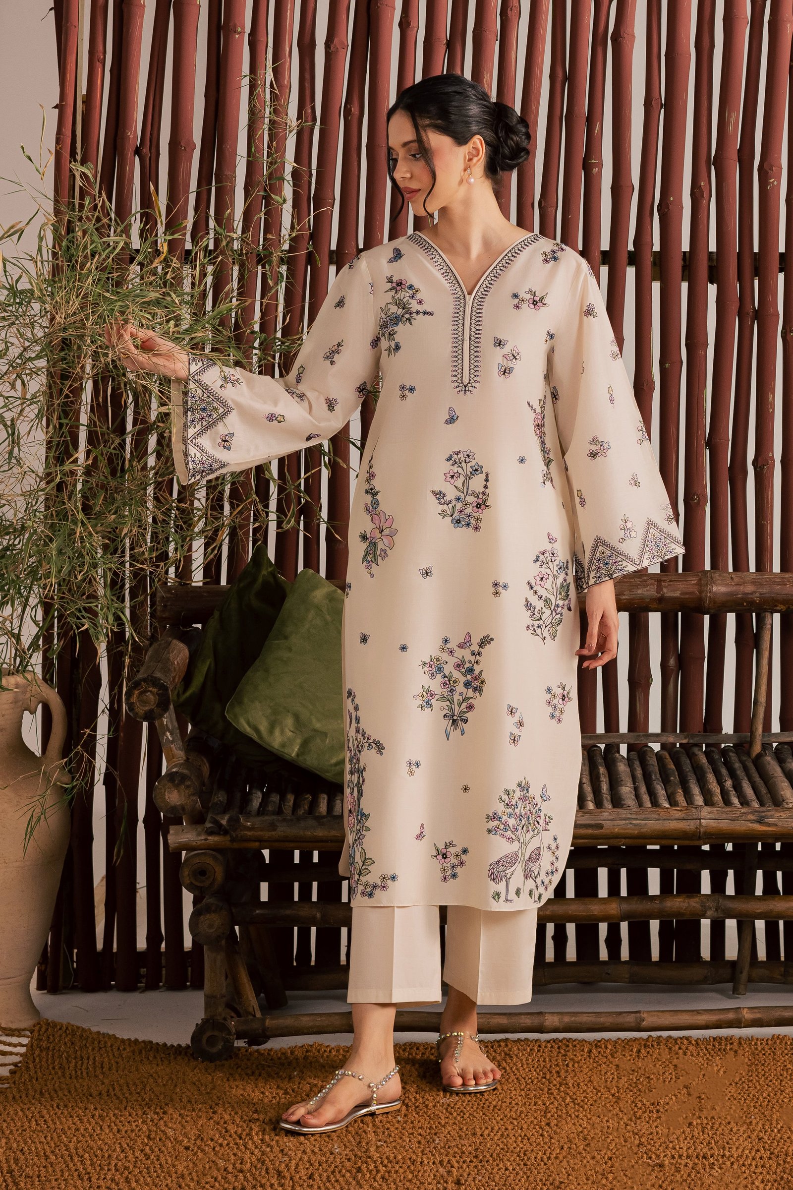  Anne 2Pc - Embroidered Lawn Dress EverydayEdit26  BATIK   XS / White Swan / Pima Lawn-S / White Swan / Pima Lawn-M / White Swan / Pima Lawn-L / White Swan / Pima Lawn-XL / White Swan / Pima Lawn