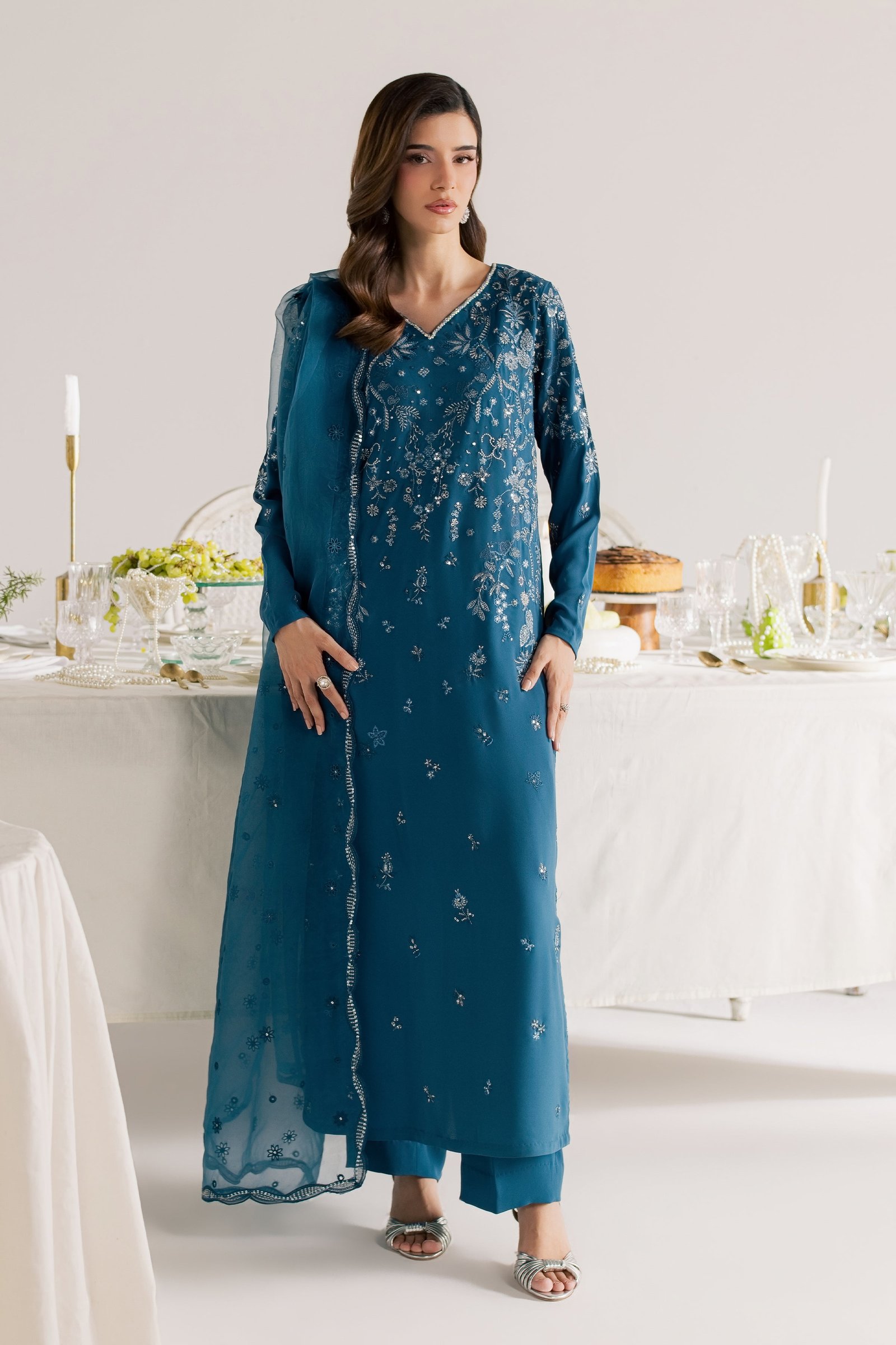 Aquarius 3Pc - Festive Luxe Pret STUDIOLUXEAUG26 BATIK S / Zinc / Georgette