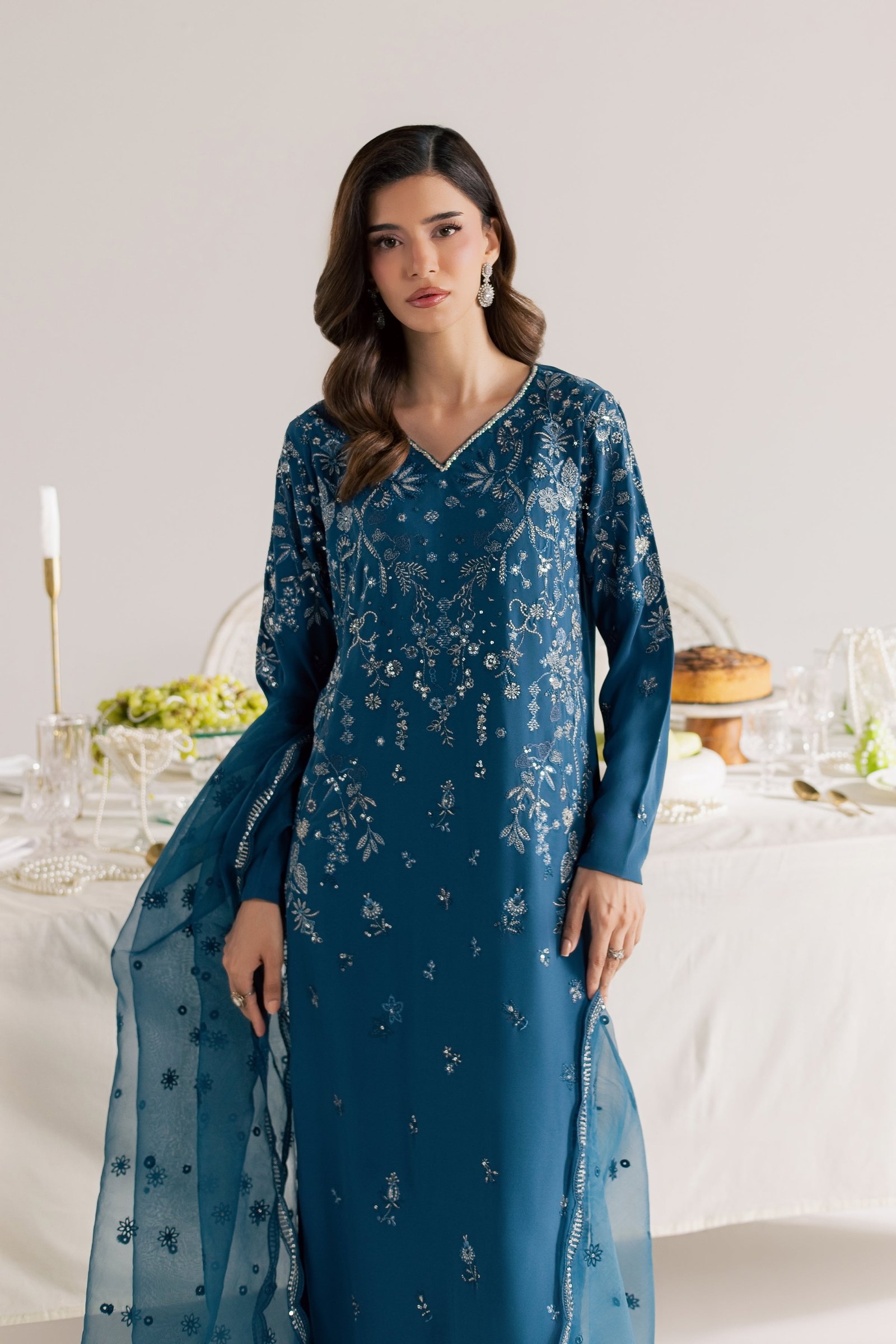 Aquarius 3Pc - Festive Luxe Pret STUDIOLUXEAUG26 BATIK S / Zinc / Georgette