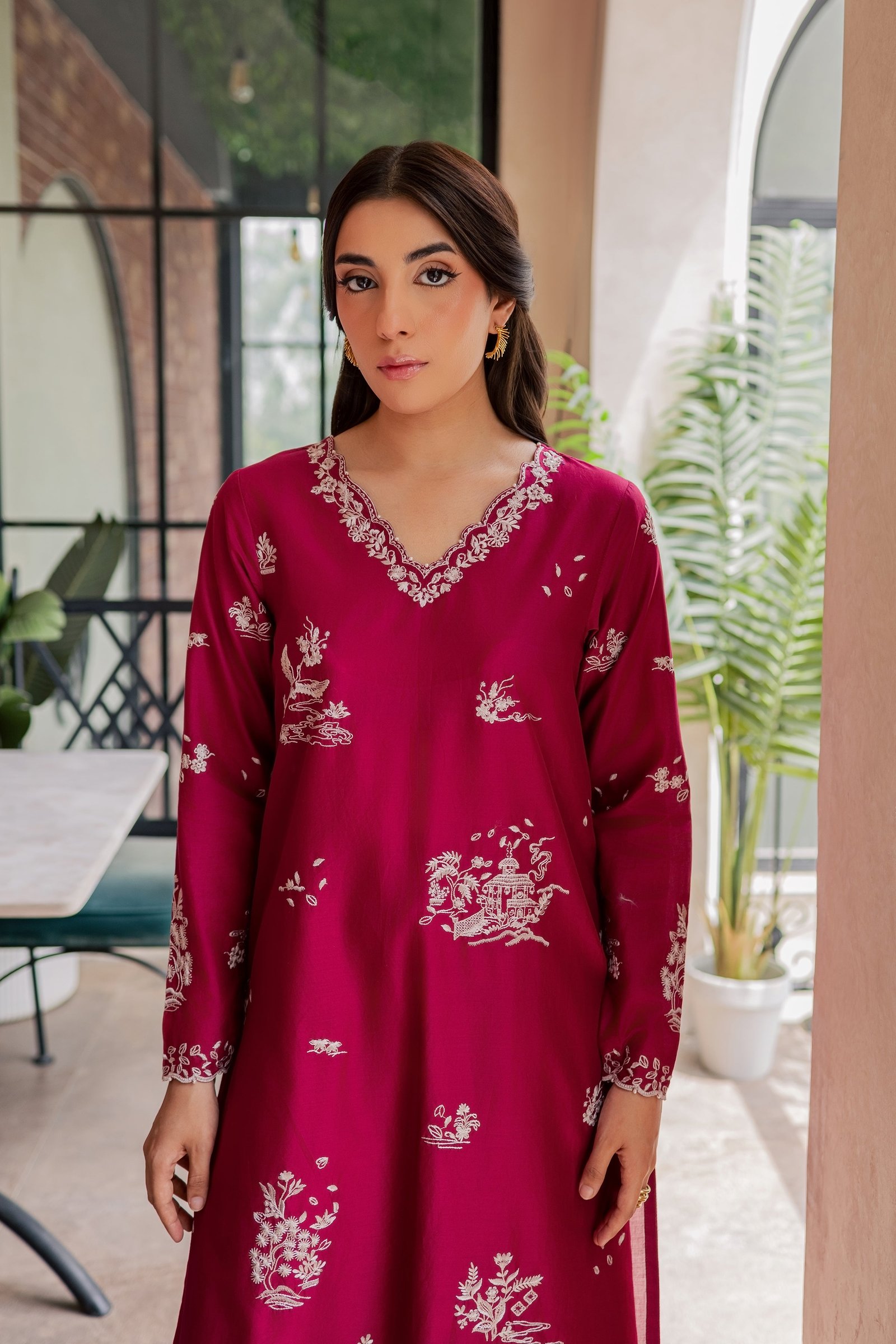 Arlo 2Pc - Embroidered Lawn Dress EverydayEdit26 BATIK XS / Bright Pink / Pima Lawn