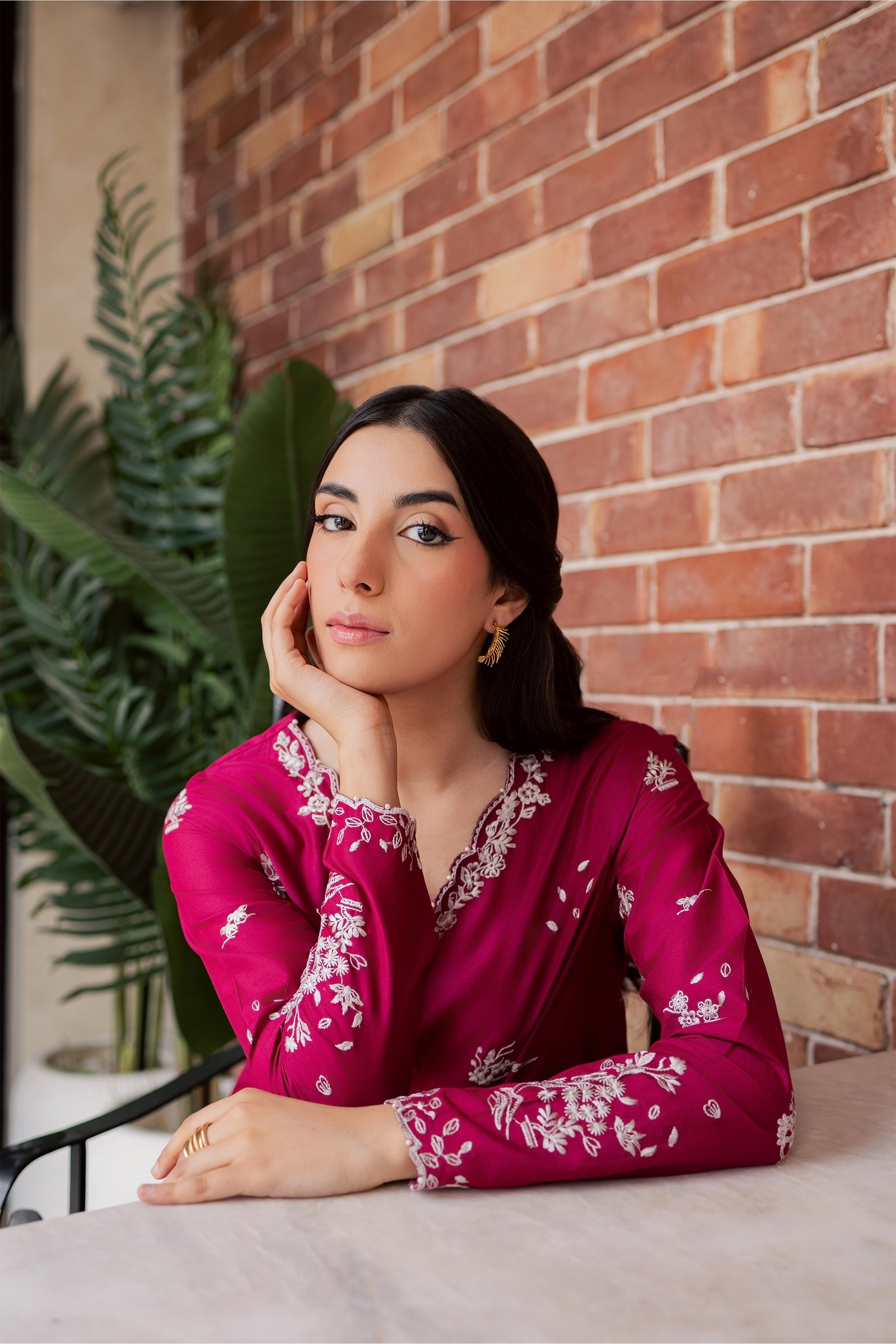 Arlo 2Pc - Embroidered Lawn Dress EverydayEdit26 BATIK XS / Bright Pink / Pima Lawn