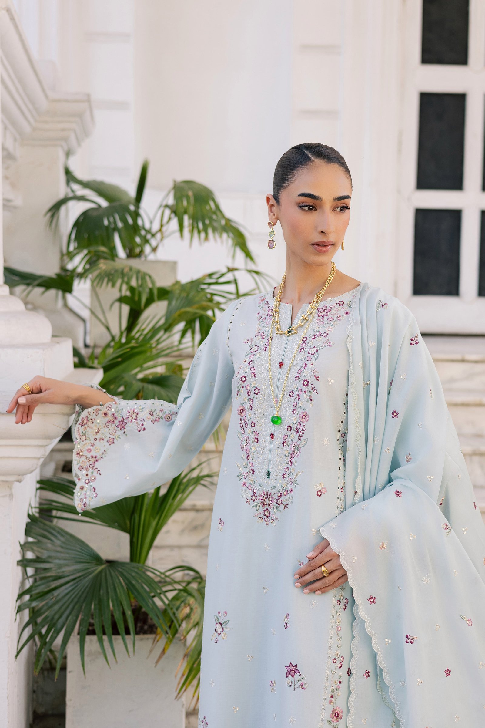 Asmaar 3Pc - Festive Embroidered Lawn BATIKSS26 BATIK XS / Blue / Pima Lawn-S / Blue / Pima Lawn-M / Blue / Pima Lawn-L / Blue / Pima Lawn-XL / Blue / Pima Lawn