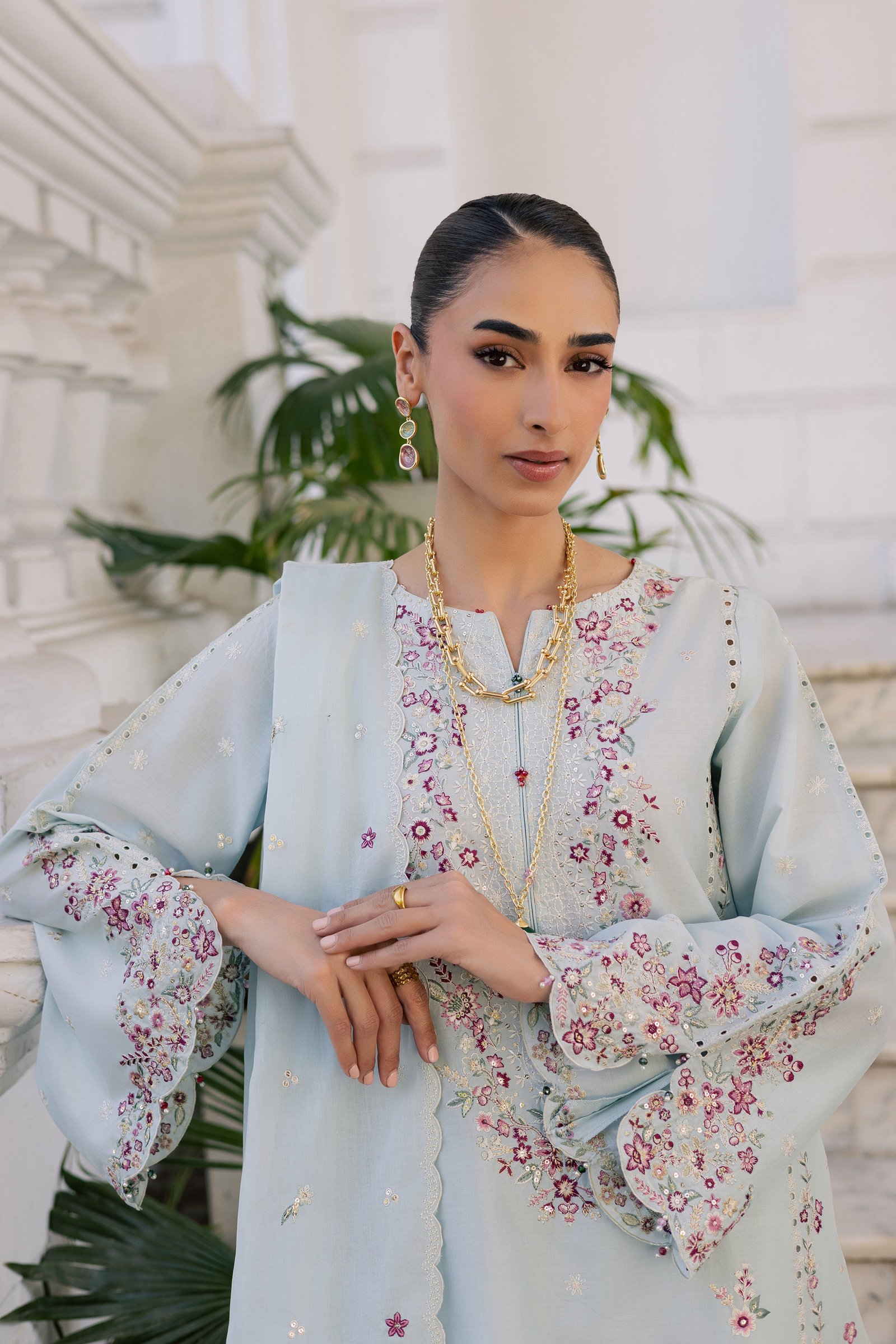 Asmaar 3Pc - Festive Embroidered Lawn BATIKSS26 BATIK XS / Blue / Pima Lawn-S / Blue / Pima Lawn-M / Blue / Pima Lawn-L / Blue / Pima Lawn-XL / Blue / Pima Lawn