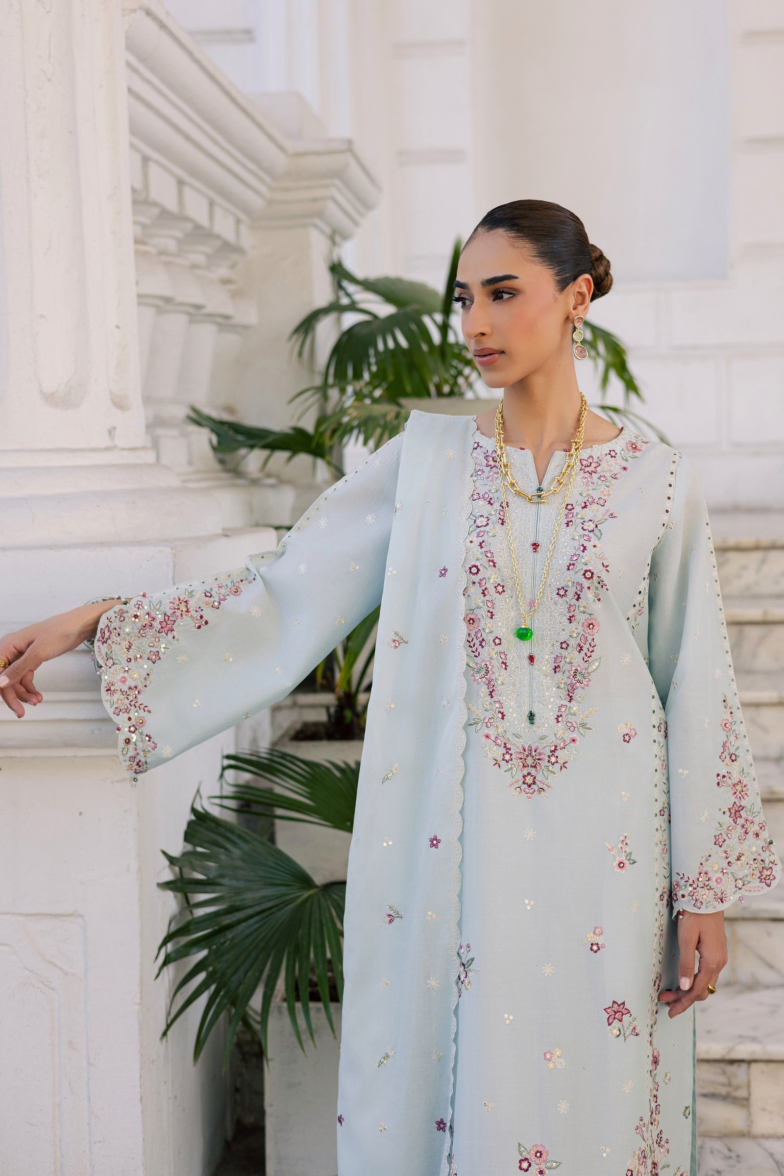 Asmaar 3Pc - Festive Embroidered Lawn BATIKSS26 BATIK XS / Blue / Pima Lawn-S / Blue / Pima Lawn-M / Blue / Pima Lawn-L / Blue / Pima Lawn-XL / Blue / Pima Lawn