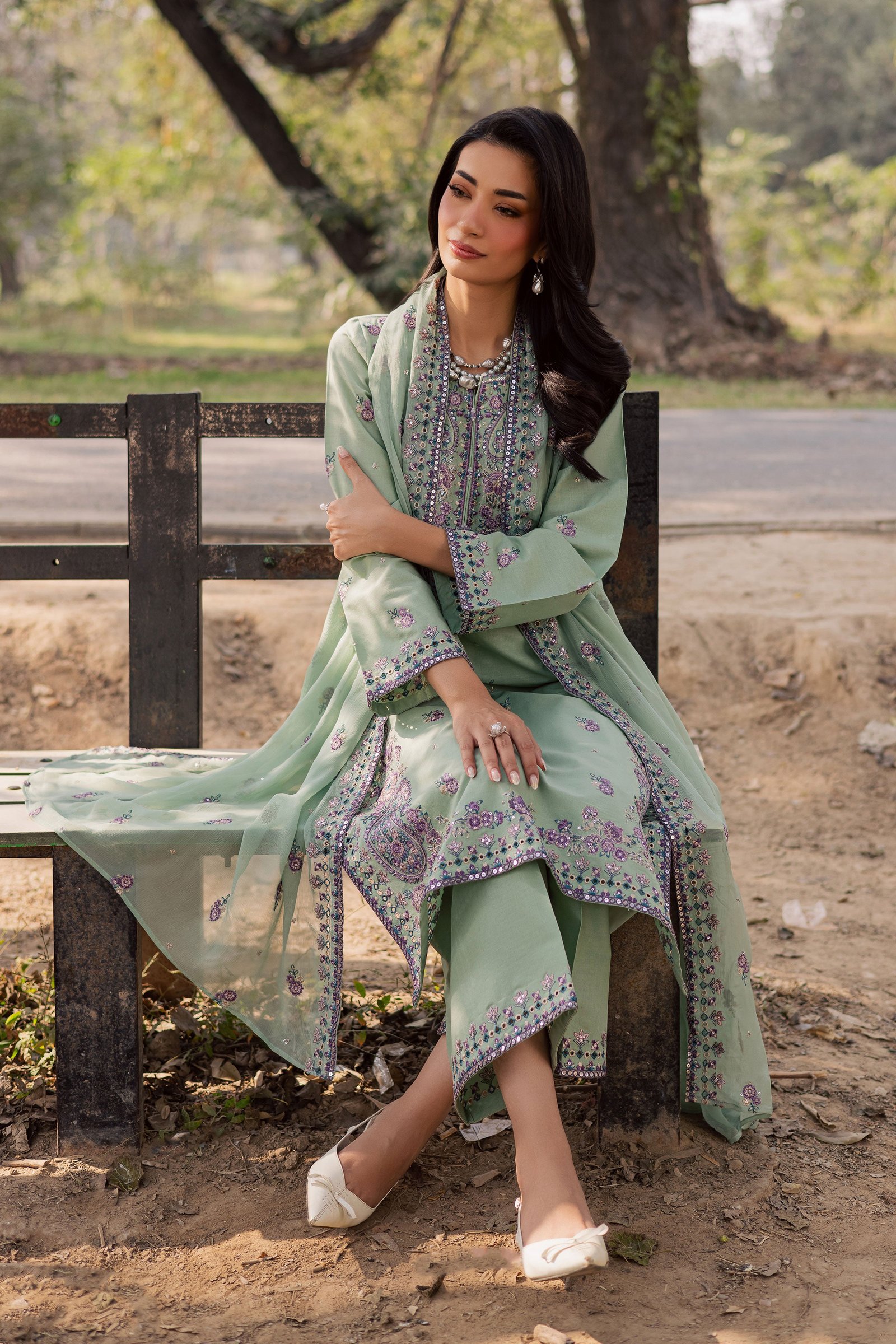 Asmira Lilac 3Pc - Embroidered Khaddar Dress BATIK WINTER PRET 2025 BATIK XS / Sea Green / Khaddar-S / Sea Green / Khaddar-M / Sea Green / Khaddar-L / Sea Green / Khaddar-XL / Sea Green / Khaddar