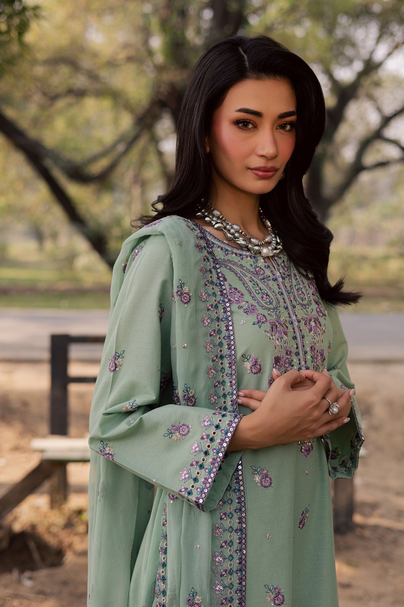 Asmira Lilac 3Pc - Embroidered Khaddar Dress BATIK WINTER PRET 2025 BATIK XS / Sea Green / Khaddar-S / Sea Green / Khaddar-M / Sea Green / Khaddar-L / Sea Green / Khaddar-XL / Sea Green / Khaddar