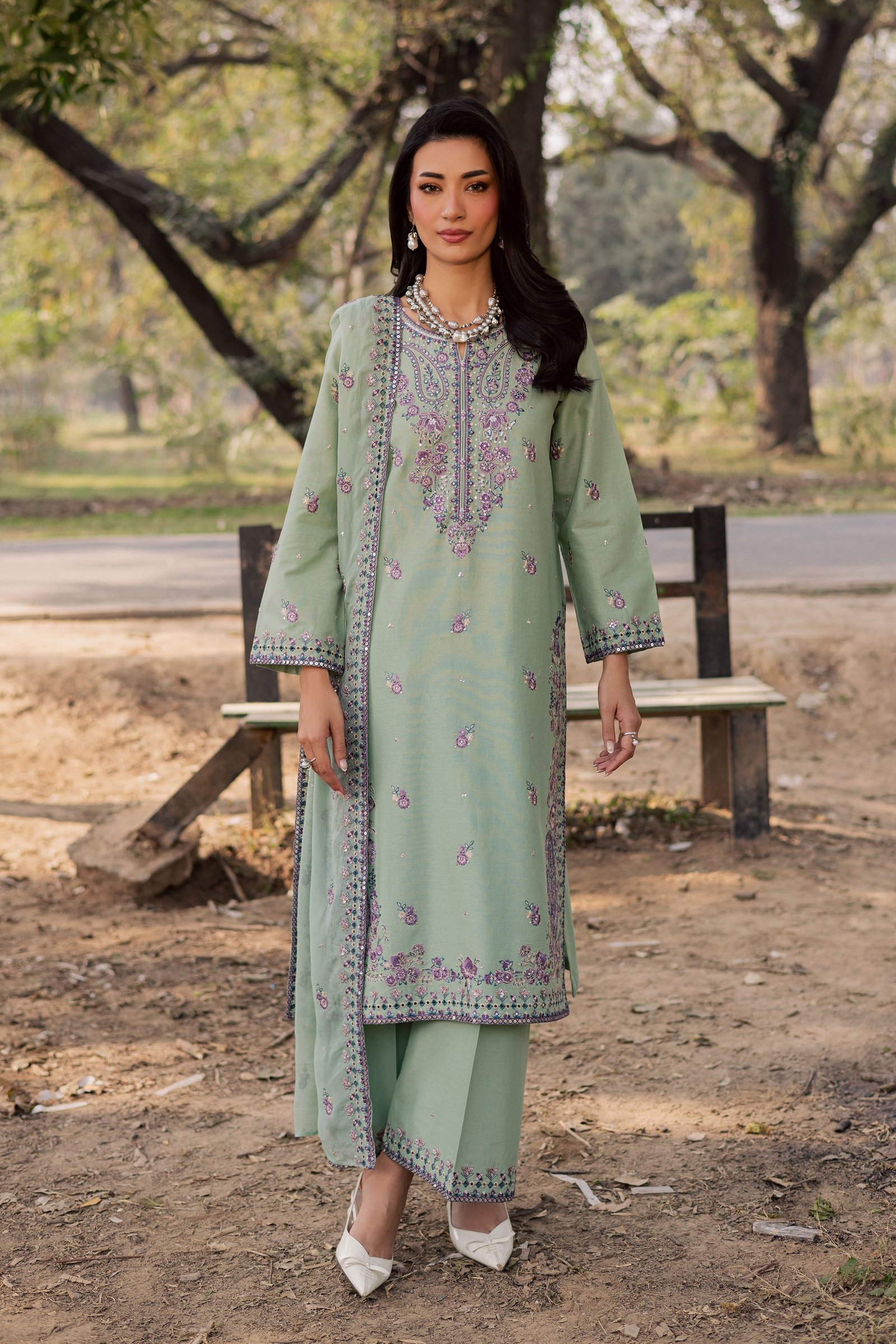 Asmira Lilac 3Pc - Embroidered Khaddar Dress BATIK WINTER PRET 2025 BATIK XS / Sea Green / Khaddar-S / Sea Green / Khaddar-M / Sea Green / Khaddar-L / Sea Green / Khaddar-XL / Sea Green / Khaddar