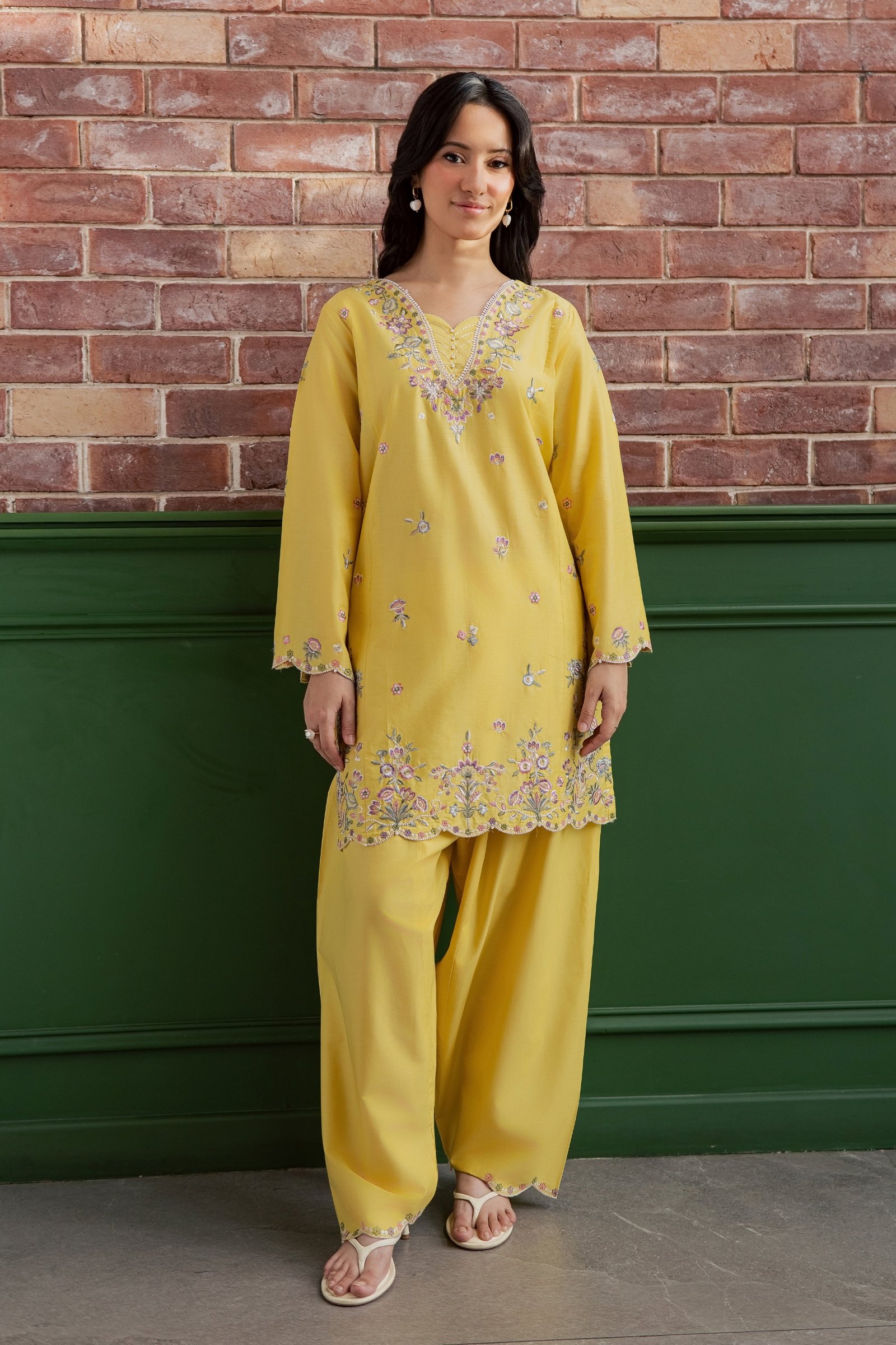 Auric 2Pc - Embroidered Lawn Dress EverydayEdit26 BATIK XS / Lemon Yellow / Pima Lawn