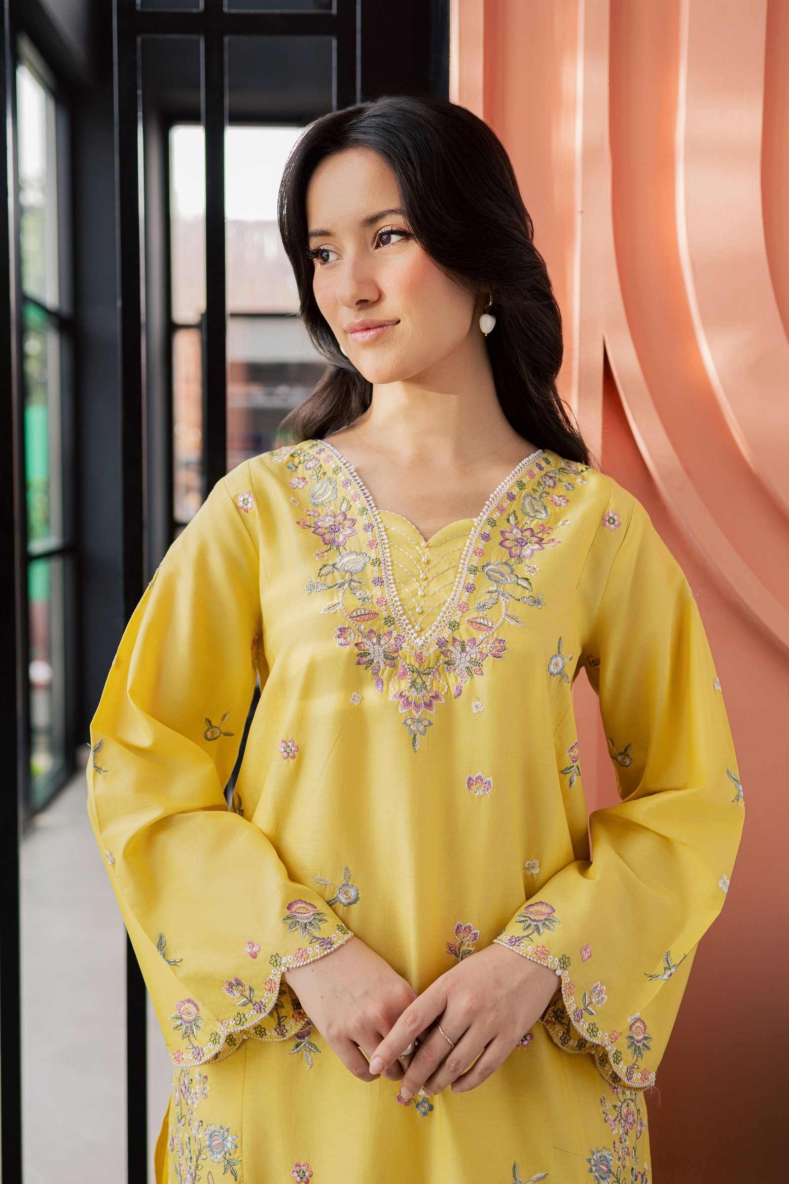 Auric 2Pc - Embroidered Lawn Dress EverydayEdit26 BATIK XS / Lemon Yellow / Pima Lawn