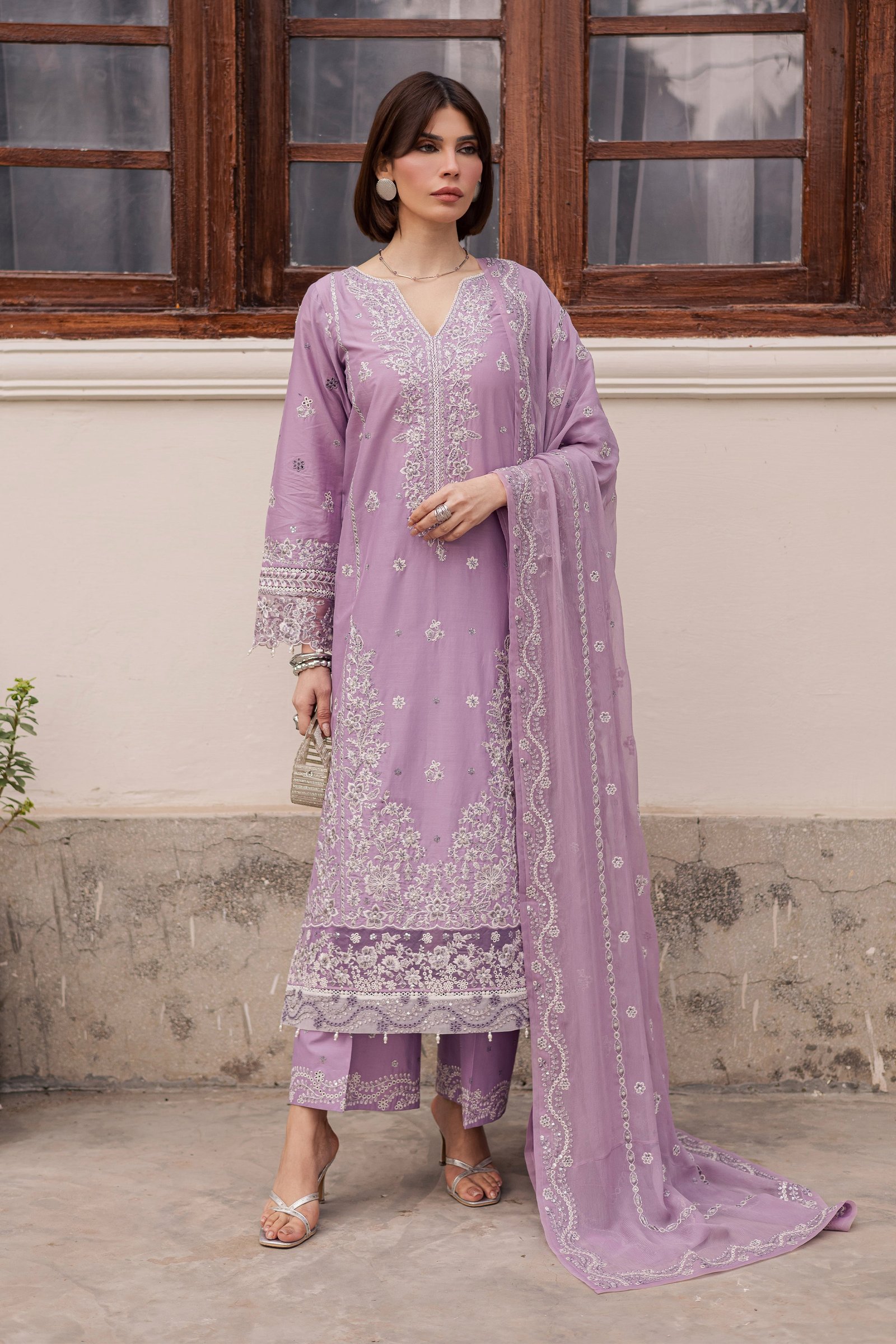 Banafsh 3Pc - Festive Embroidered Lawn BATIKEID2026 BATIK XS / Heather / Pima Lawn-S / Heather / Pima Lawn-M / Heather / Pima Lawn-L / Heather / Pima Lawn-XL / Heather / Pima Lawn