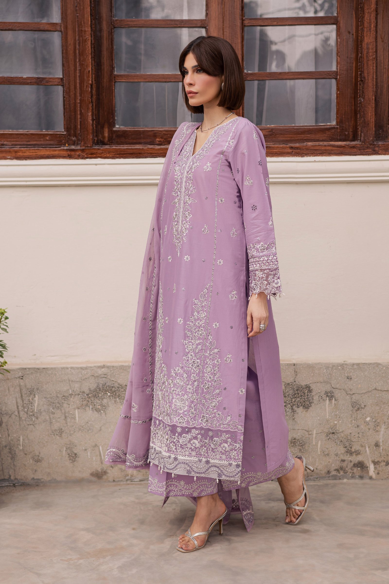 Banafsh 3Pc - Festive Embroidered Lawn BATIKEID2026 BATIK XS / Heather / Pima Lawn-S / Heather / Pima Lawn-M / Heather / Pima Lawn-L / Heather / Pima Lawn-XL / Heather / Pima Lawn