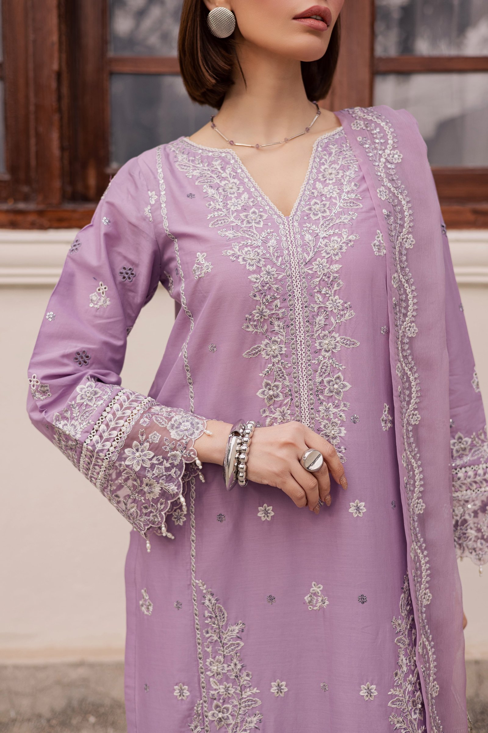 Banafsh 3Pc - Festive Embroidered Lawn BATIKEID2026 BATIK XS / Heather / Pima Lawn-S / Heather / Pima Lawn-M / Heather / Pima Lawn-L / Heather / Pima Lawn-XL / Heather / Pima Lawn
