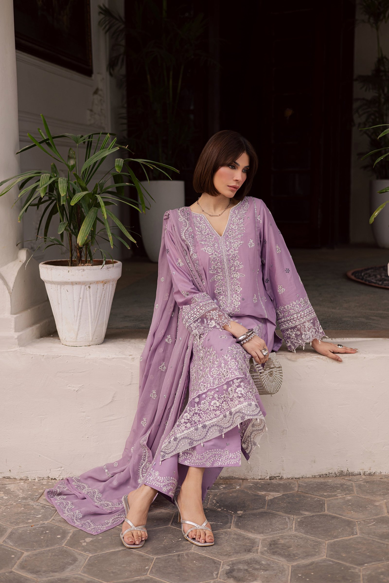 Banafsh 3Pc - Festive Embroidered Lawn BATIKEID2026 BATIK XS / Heather / Pima Lawn-S / Heather / Pima Lawn-M / Heather / Pima Lawn-L / Heather / Pima Lawn-XL / Heather / Pima Lawn
