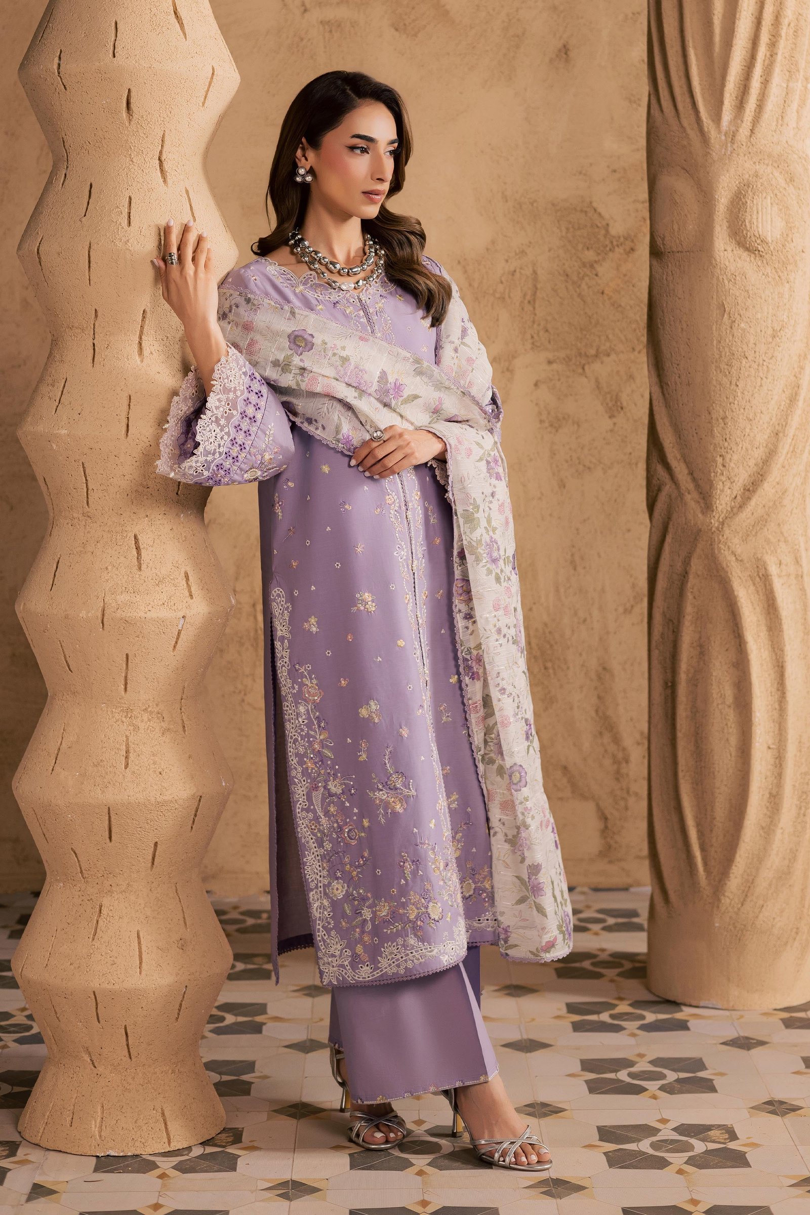 Belfast 3Pc - Embroidered Festive Pret BATIKSS26 BATIK XS / Lilac / Pima Lawn-S / Lilac / Pima Lawn-M / Lilac / Pima Lawn-L / Lilac / Pima Lawn-XL / Lilac / Pima Lawn