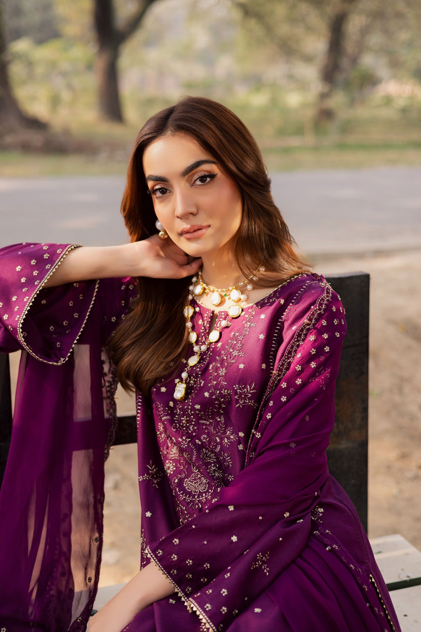 Berlin 3Pc - Embroidered Khaddar Dress BATIK WINTER PRET 2025 BATIK XS / Purple / Khaddar-S / Purple / Khaddar-M / Purple / Khaddar-L / Purple / Khaddar-XL / Purple / Khaddar