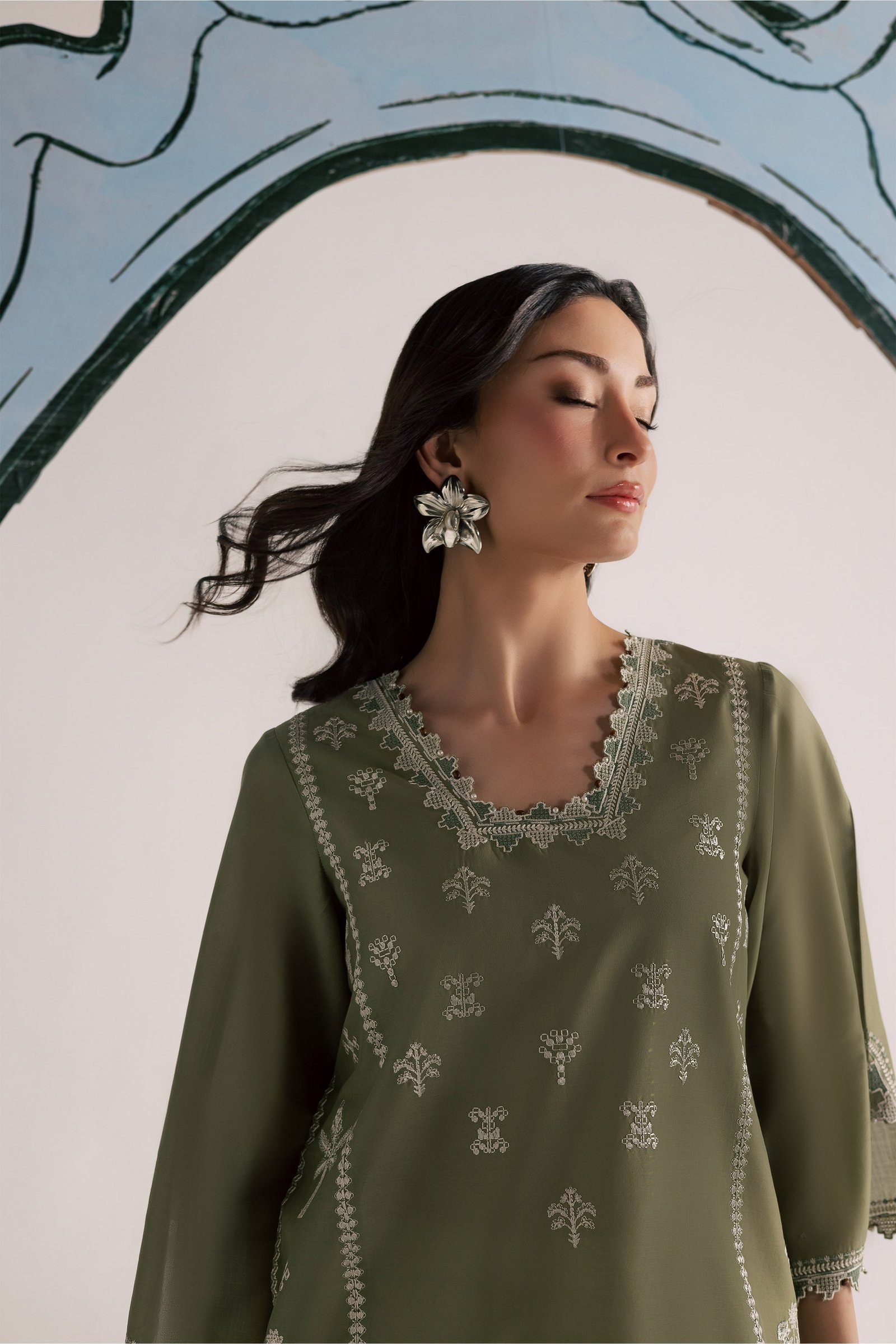 Bismil 2Pc - Embroidered Lawn Dress EverydayEdit26 BATIK XS / Moss / Pima Lawn-S / Moss / Pima Lawn-M / Moss / Pima Lawn-L / Moss / Pima Lawn-XL / Moss / Pima Lawn