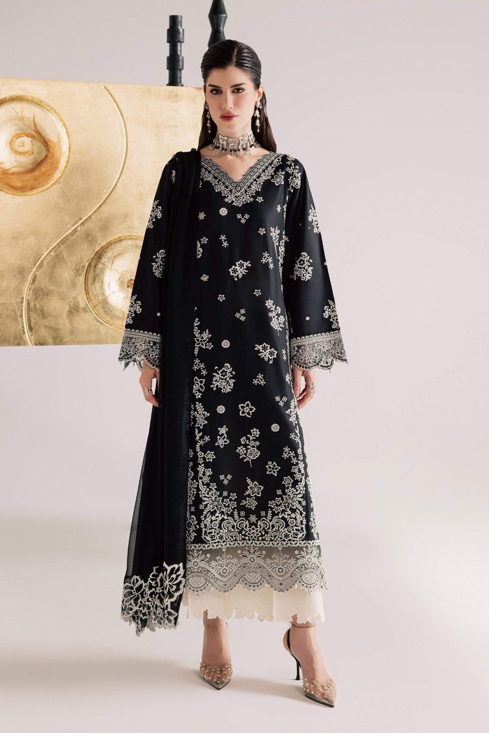 Black Aura 3Pc - Festive Eid Pret BATIKSS26 BATIK XS / Black / Pima Lawn-S / Black / Pima Lawn-M / Black / Pima Lawn-L / Black / Pima Lawn-XL / Black / Pima Lawn