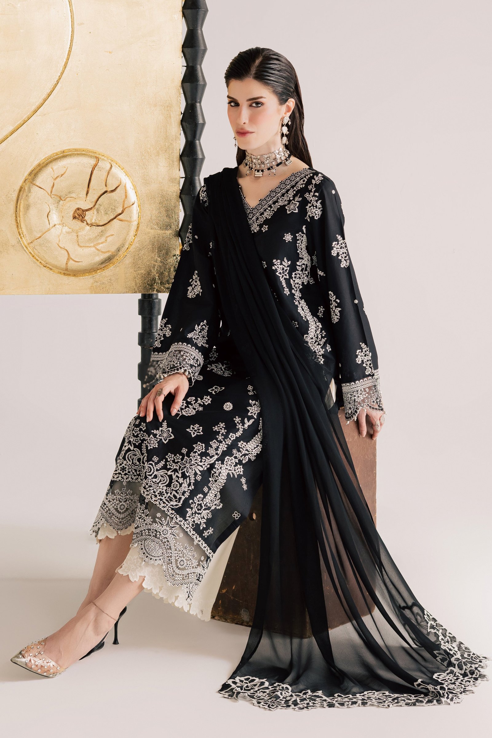  Black Aura 3Pc - Festive Eid Pret BATIKSS26  BATIK   XS / Black / Pima Lawn-S / Black / Pima Lawn-M / Black / Pima Lawn-L / Black / Pima Lawn-XL / Black / Pima Lawn