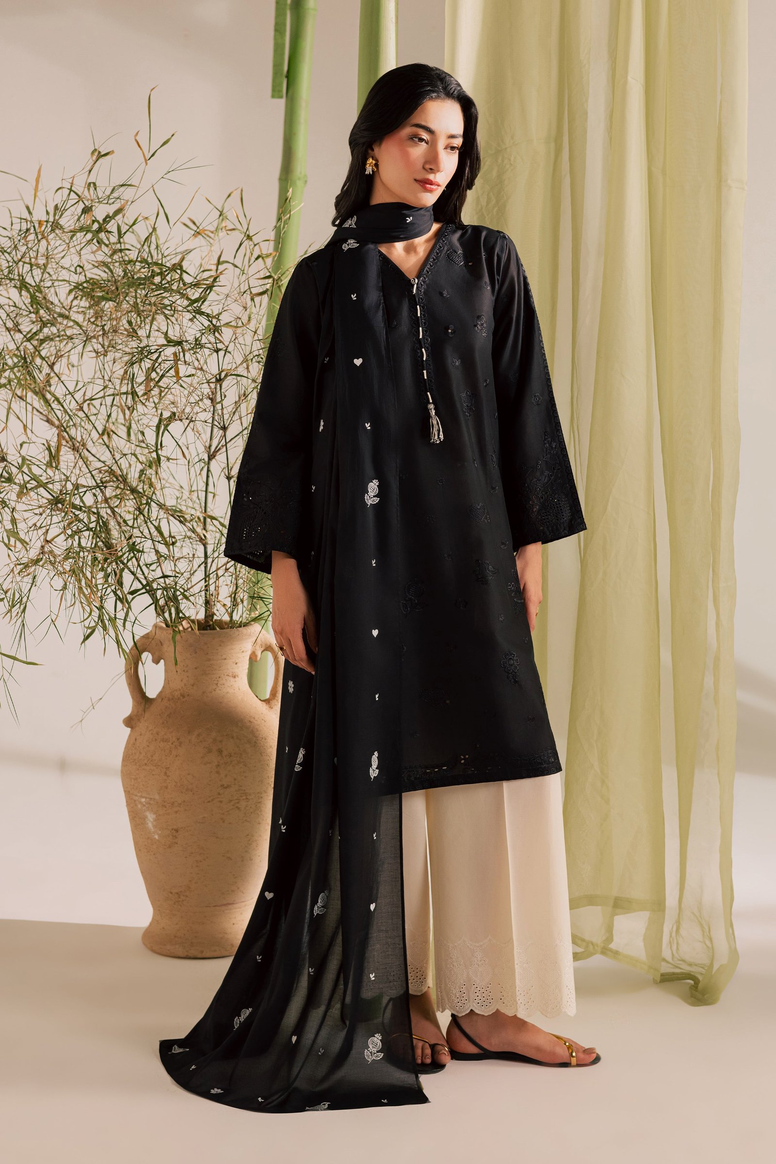 Black Bird 2Pc - Embroidered Lawn Dress EverydayEdit26 BATIK XS / Black / Pima Lawn-S / Black / Pima Lawn-M / Black / Pima Lawn-L / Black / Pima Lawn-XL / Black / Pima Lawn