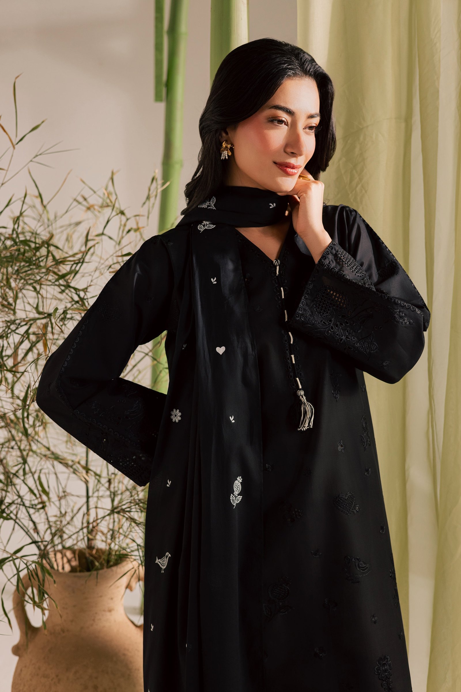  Black Bird 2Pc - Embroidered Lawn Dress EverydayEdit26  BATIK   XS / Black / Pima Lawn-S / Black / Pima Lawn-M / Black / Pima Lawn-L / Black / Pima Lawn-XL / Black / Pima Lawn