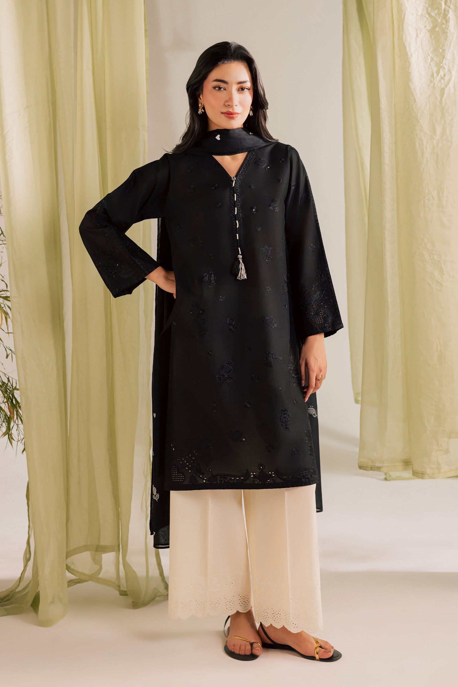 Black Bird 2Pc - Embroidered Lawn Dress EverydayEdit26 BATIK XS / Black / Pima Lawn-S / Black / Pima Lawn-M / Black / Pima Lawn-L / Black / Pima Lawn-XL / Black / Pima Lawn