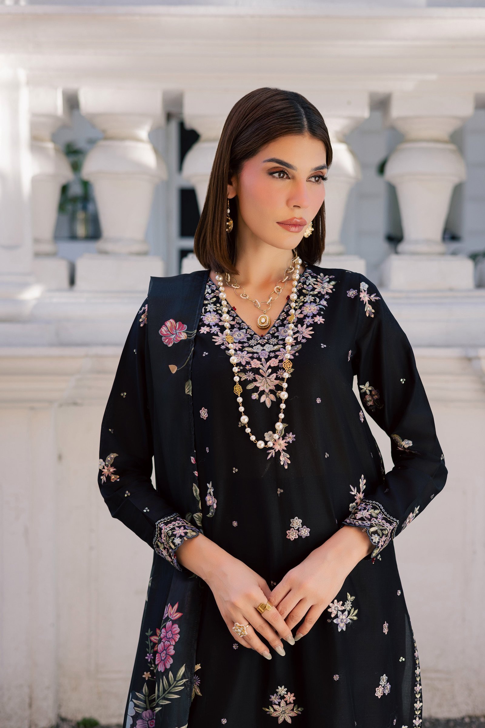 Black Heer 3Pc - Festive Embroidered Lawn BATIKSS26 BATIK XS / Black / Pima Lawn-S / Black / Pima Lawn-M / Black / Pima Lawn-L / Black / Pima Lawn-XL / Black / Pima Lawn