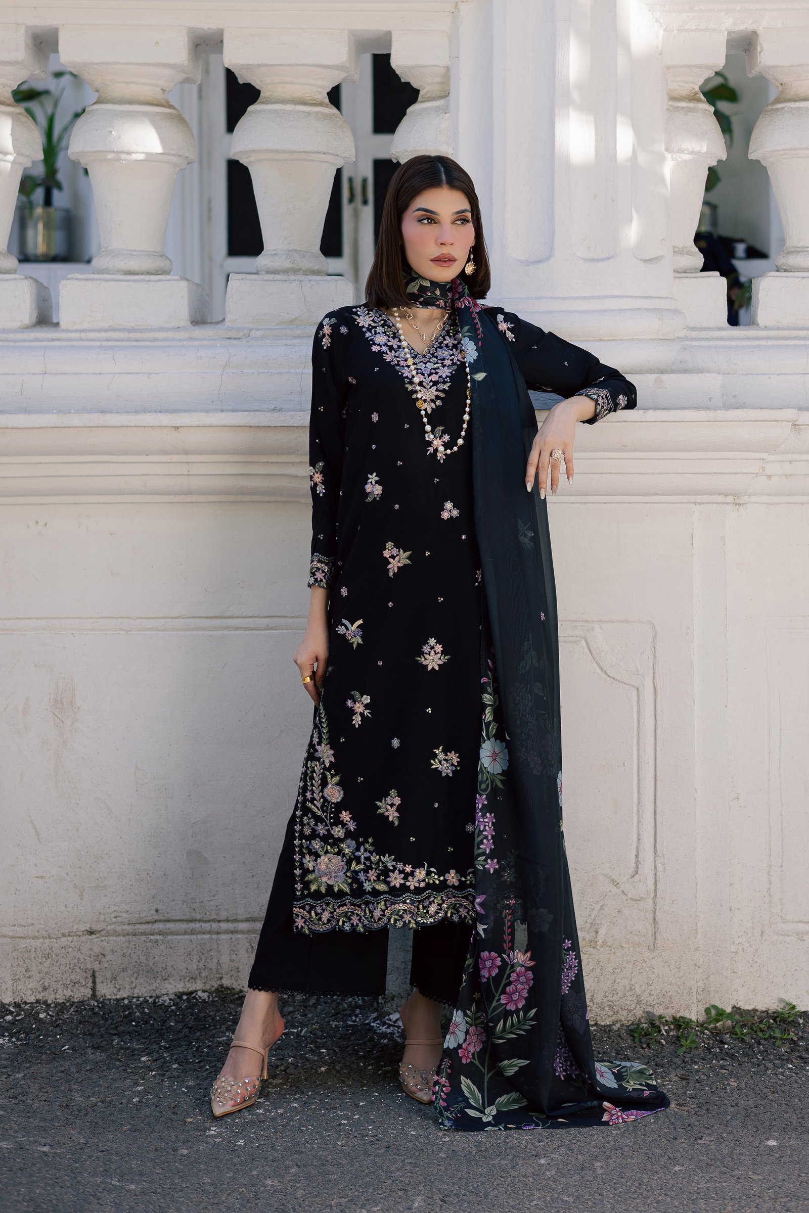 Black Heer 3Pc - Festive Embroidered Lawn BATIKSS26 BATIK XS / Black / Pima Lawn-S / Black / Pima Lawn-M / Black / Pima Lawn-L / Black / Pima Lawn-XL / Black / Pima Lawn