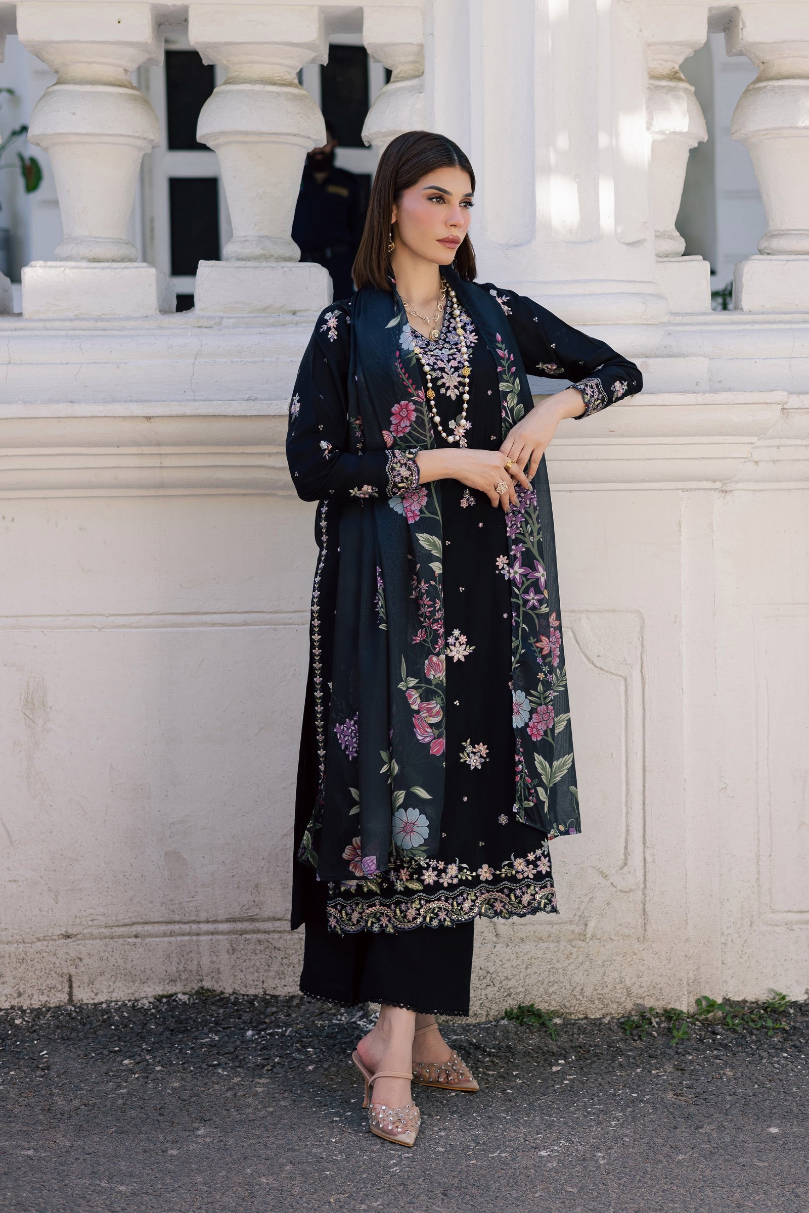 Black Heer 3Pc - Festive Embroidered Lawn BATIKSS26 BATIK XS / Black / Pima Lawn-S / Black / Pima Lawn-M / Black / Pima Lawn-L / Black / Pima Lawn-XL / Black / Pima Lawn