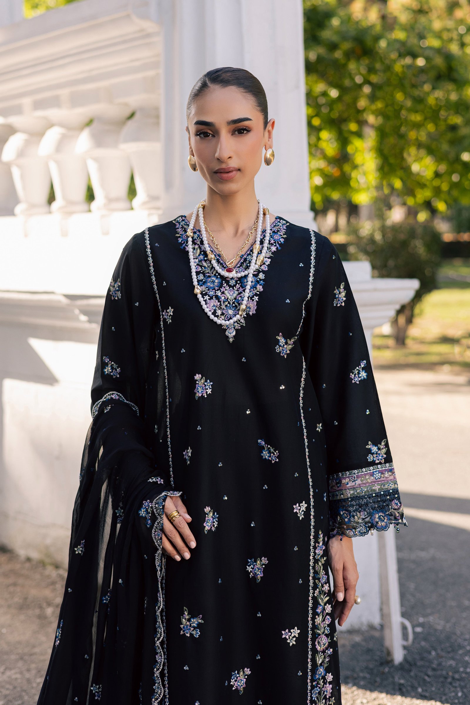 Black Ziva 3Pc - Festive Embroidered Lawn BATIKSS26 BATIK XS / Black / Pima Lawn-S / Black / Pima Lawn-M / Black / Pima Lawn-L / Black / Pima Lawn-XL / Black / Pima Lawn