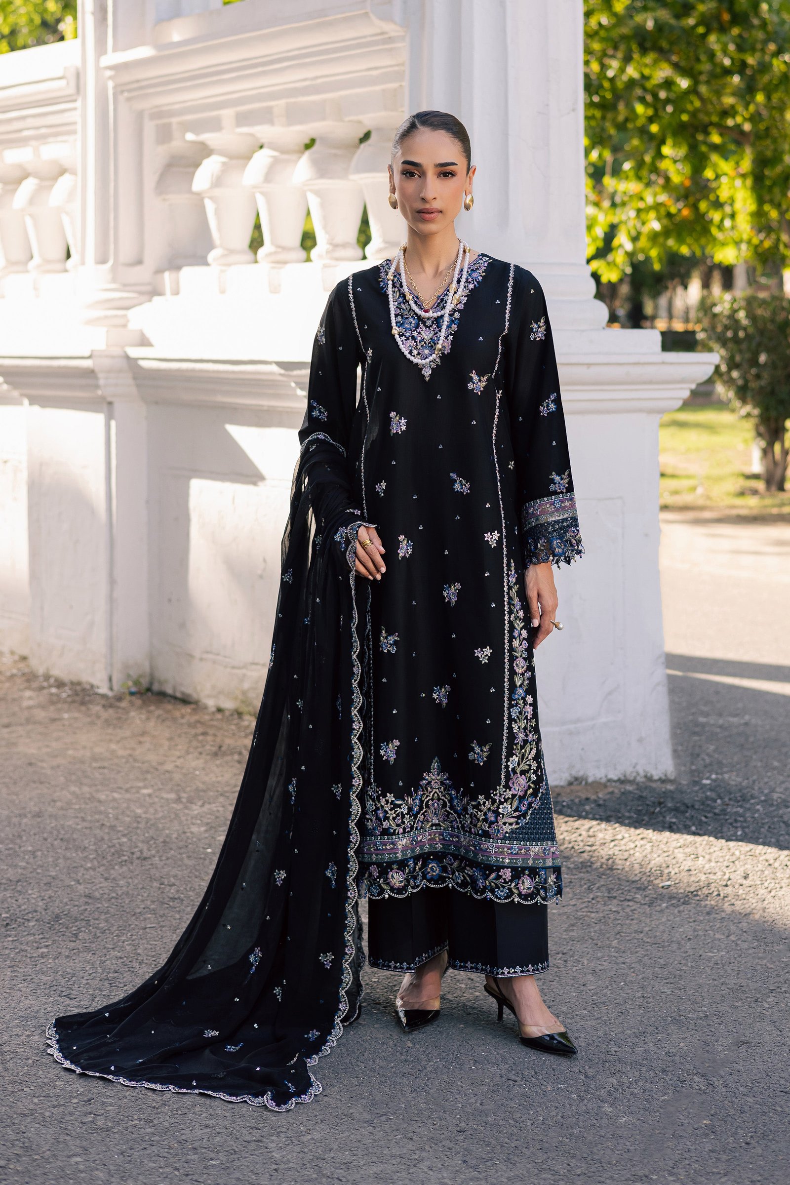Black Ziva 3Pc - Festive Embroidered Lawn BATIKSS26 BATIK XS / Black / Pima Lawn-S / Black / Pima Lawn-M / Black / Pima Lawn-L / Black / Pima Lawn-XL / Black / Pima Lawn