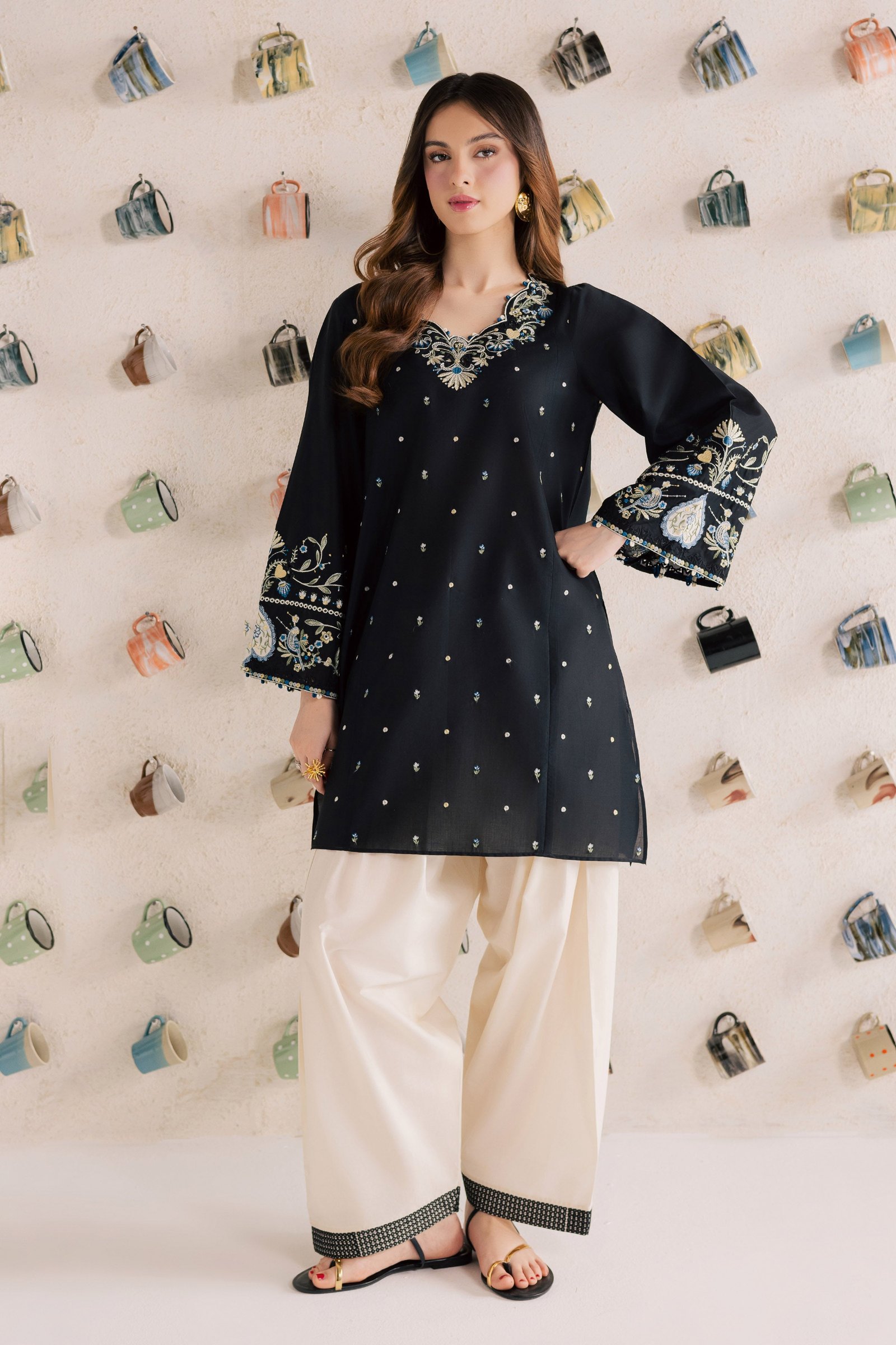 Blue Jay 2Pc - Embroidered Lawn Dress EverydayEdit26 BATIK XS / Black / Pima Lawn-S / Black / Pima Lawn-M / Black / Pima Lawn-L / Black / Pima Lawn-XL / Black / Pima Lawn