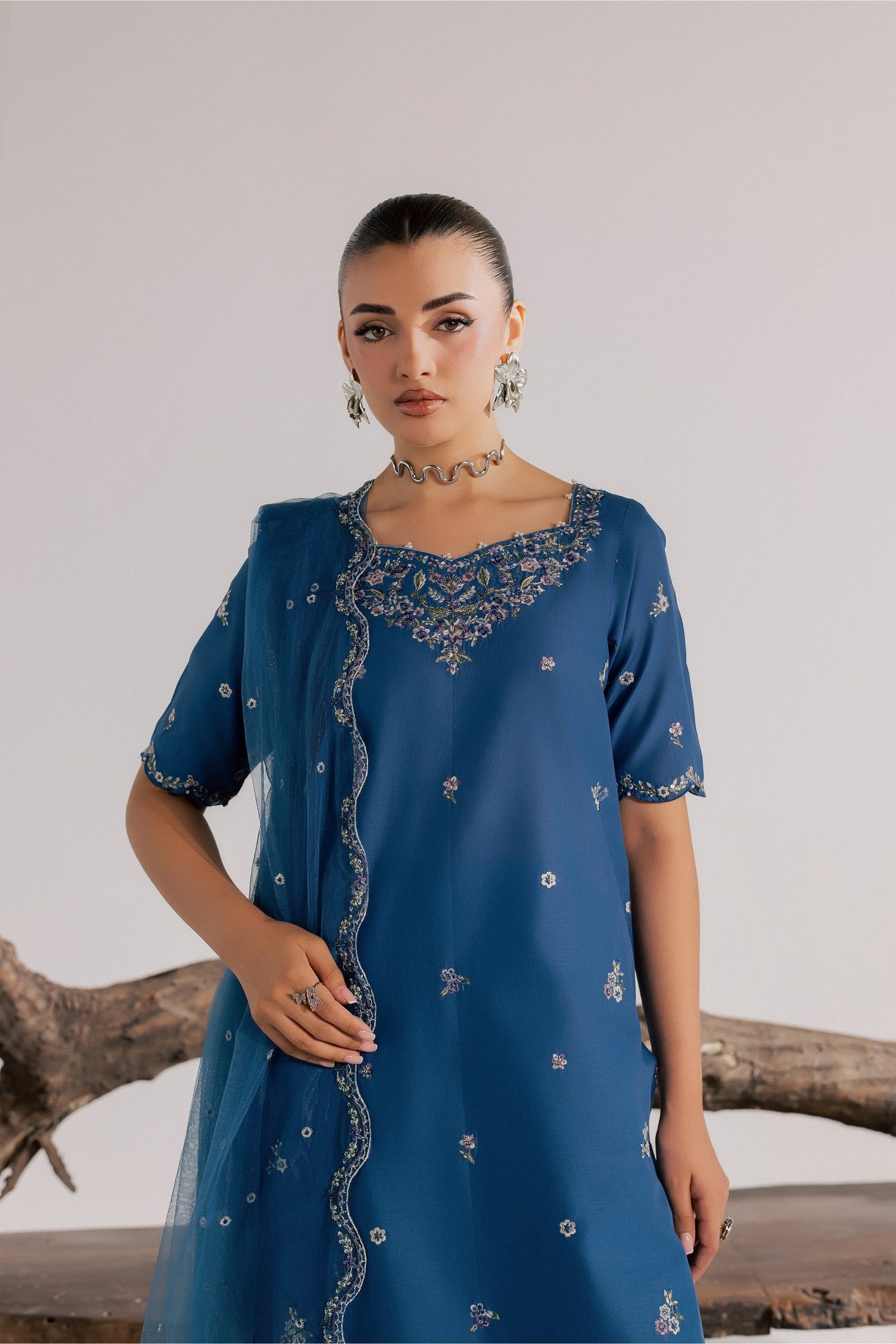Blue Neelum 3Pc - Luxury Embroidered Lawn BATIKSS26 BATIK XS / Cobalt / Pima Lawn-S / Cobalt / Pima Lawn-M / Cobalt / Pima Lawn-L / Cobalt / Pima Lawn-XL / Cobalt / Pima Lawn