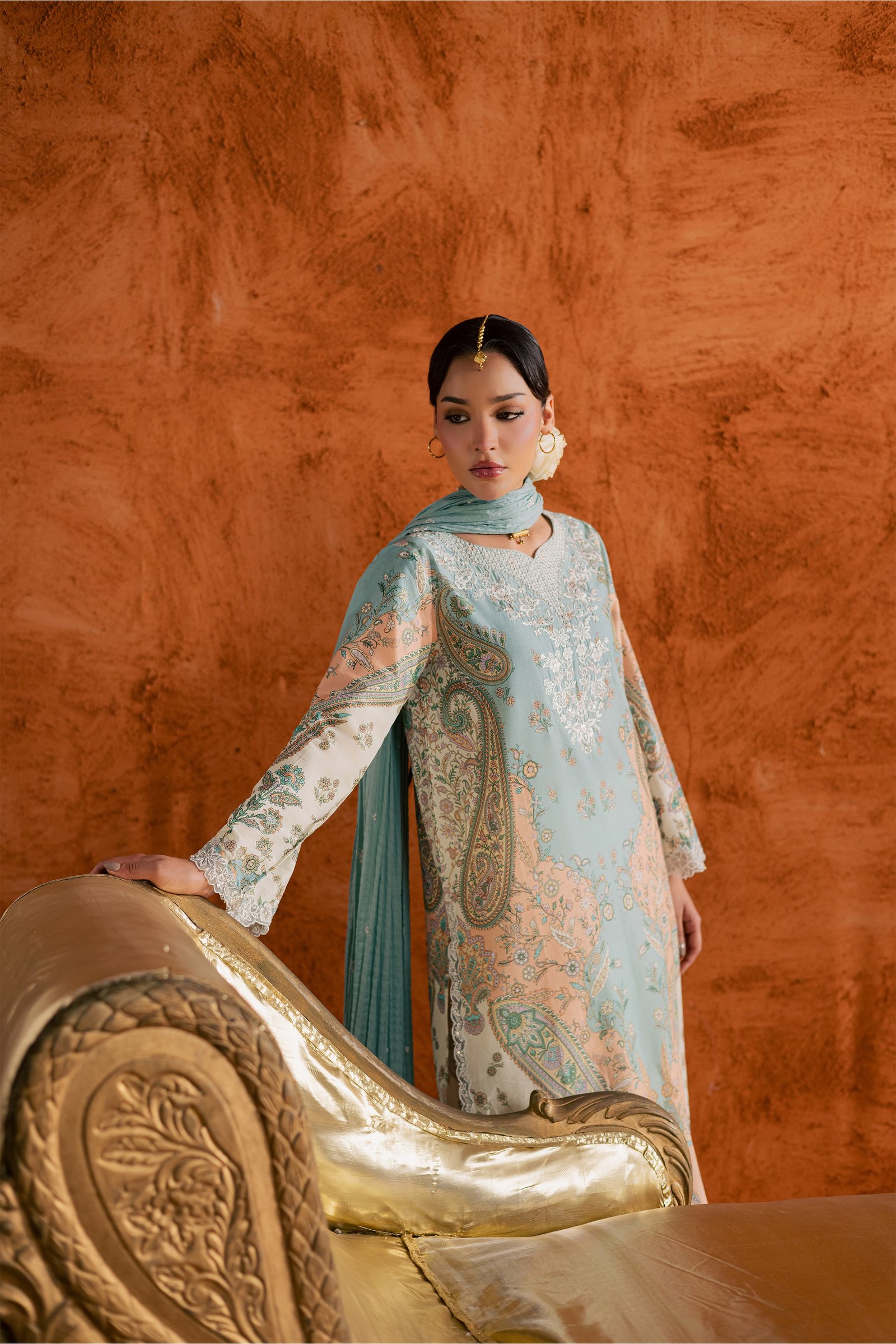Blue Olaf 3Pc - Printed Lawn Dress BATIKEID2026 BATIK XS / Ocean Blue / Lawn-S / Ocean Blue / Lawn-M / Ocean Blue / Lawn-L / Ocean Blue / Lawn-XL / Ocean Blue / Lawn