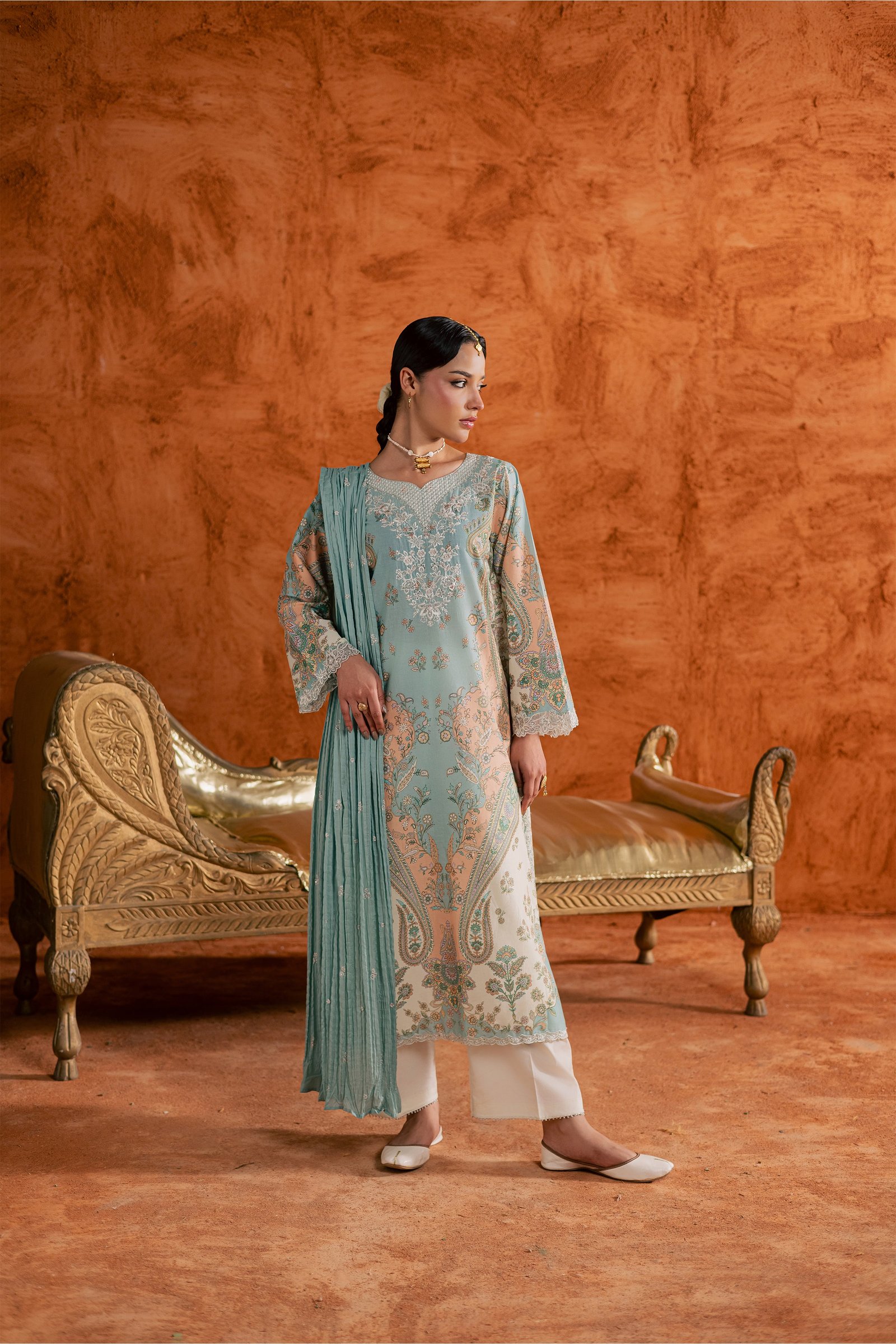  Blue Olaf 3Pc - Printed Lawn Dress BATIKEID2026  BATIK   XS / Ocean Blue / Lawn-S / Ocean Blue / Lawn-M / Ocean Blue / Lawn-L / Ocean Blue / Lawn-XL / Ocean Blue / Lawn