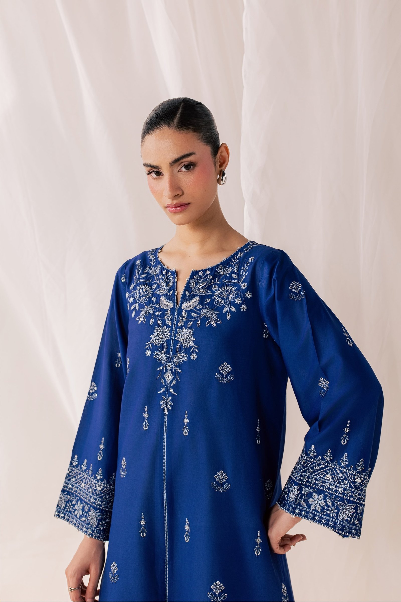 Blue Poppy 2Pc - Luxury Embroidered Lawn BATIKSS26  BATIK   XS / Electric Blue / Pima Lawn