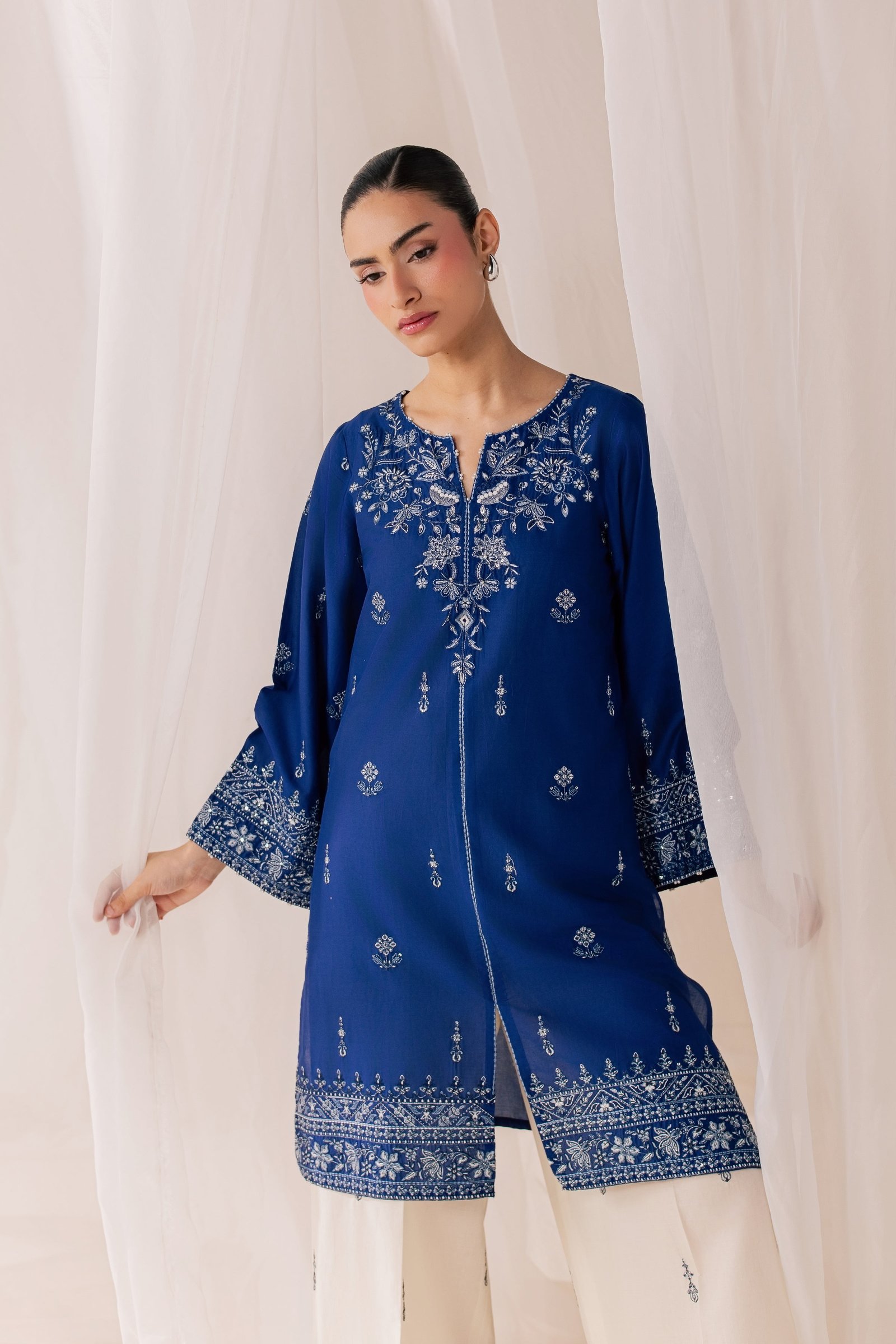 Blue Poppy 2Pc - Luxury Embroidered Lawn BATIKSS26  BATIK   XS / Electric Blue / Pima Lawn