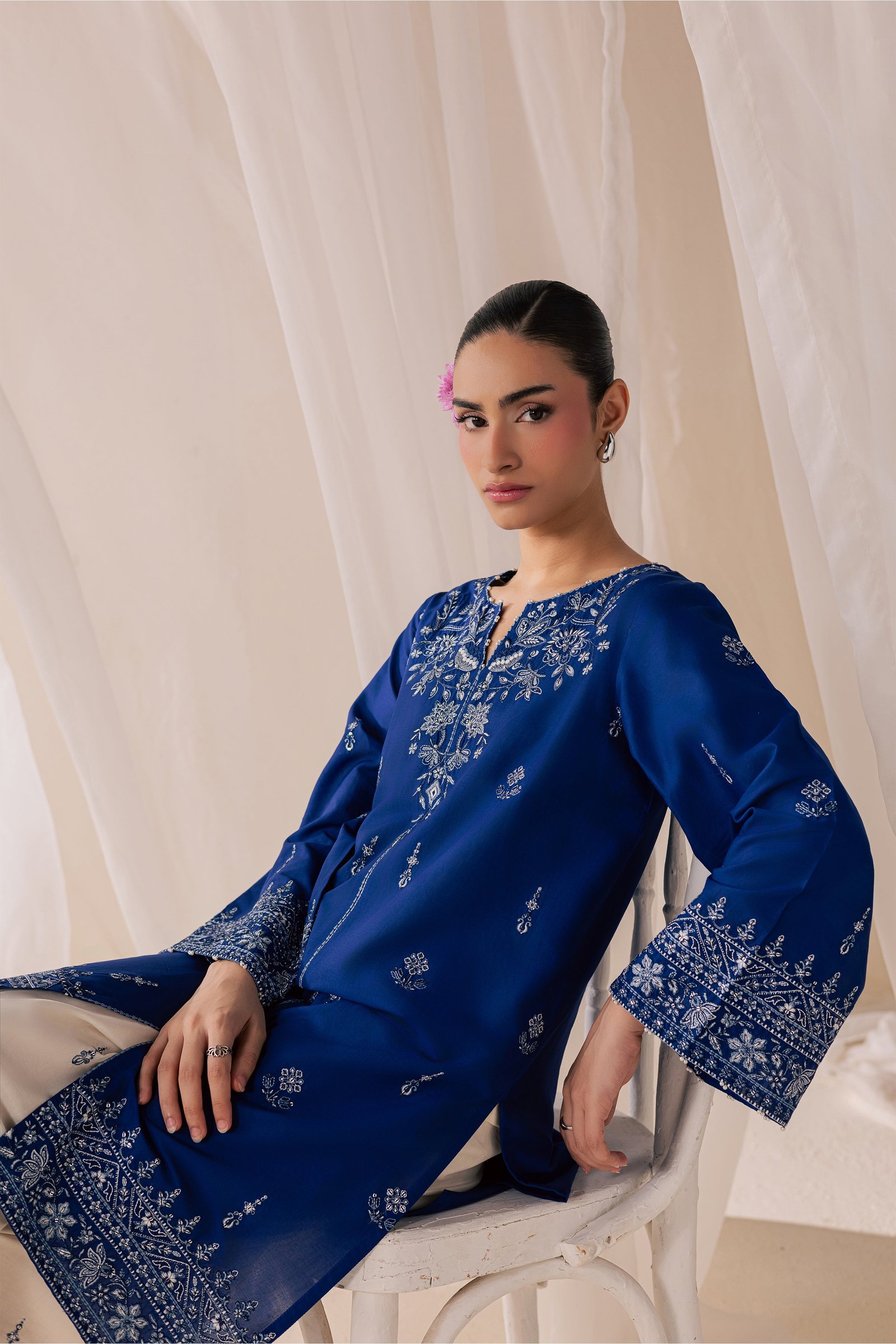 Blue Poppy 2Pc - Luxury Embroidered Lawn BATIKSS26 BATIK XS / Electric Blue / Pima Lawn