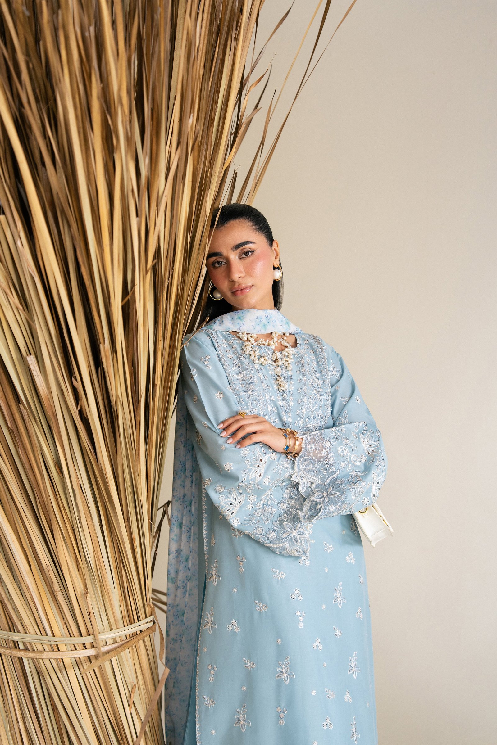  Blue Raya 3Pc - Festive Eid Pret BATIKSS26  BATIK   XS / Sky Blue / Pima Lawn-S / Sky Blue / Pima Lawn-M / Sky Blue / Pima Lawn-L / Sky Blue / Pima Lawn-XL / Sky Blue / Pima Lawn