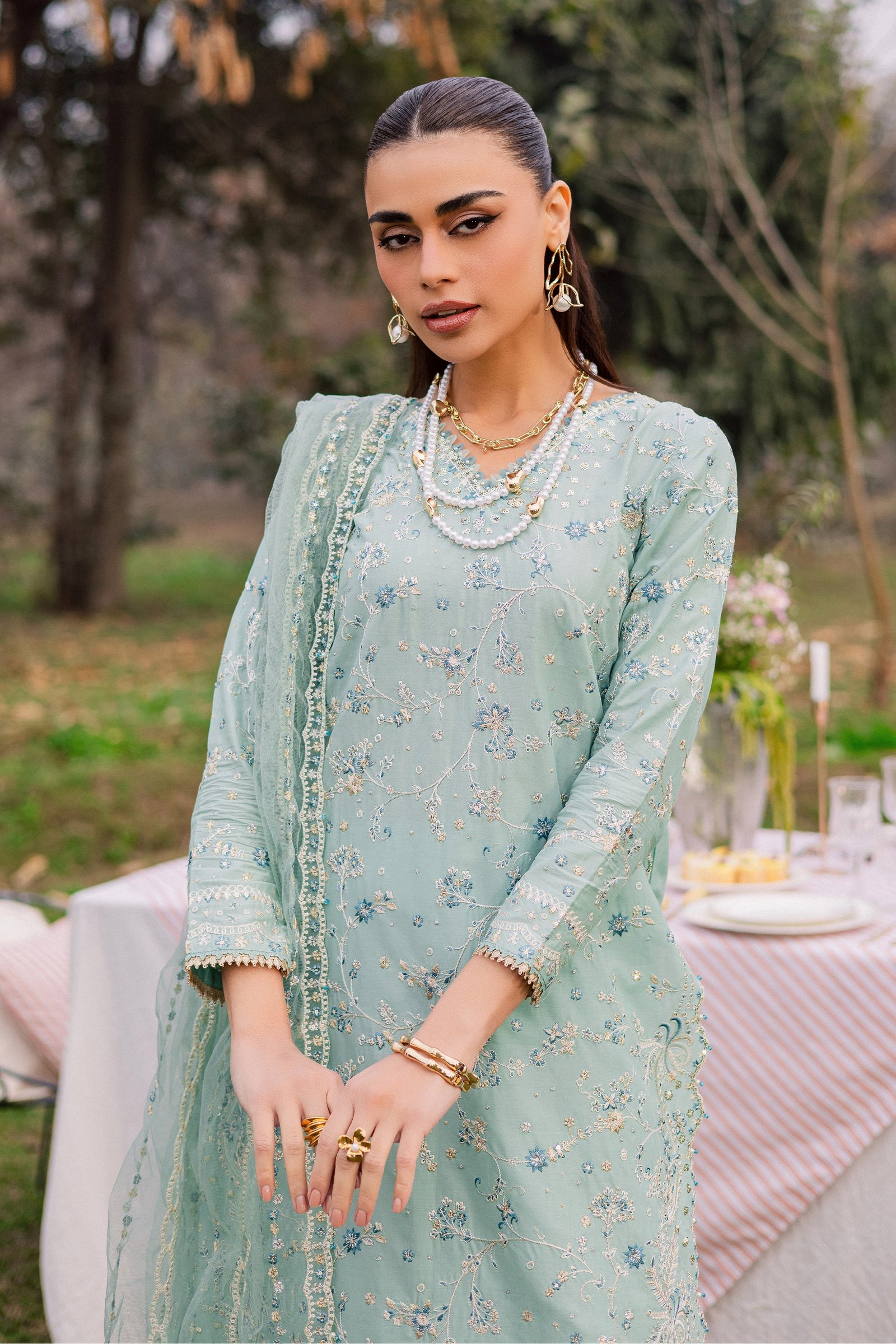 Blue Swan 3Pc - Festive Embroidered Lawn BATIKEID2026 BATIK XS / Pearly Blue / Pima Lawn-S / Pearly Blue / Pima Lawn-M / Pearly Blue / Pima Lawn-L / Pearly Blue / Pima Lawn-XL / Pearly Blue / Pima Lawn