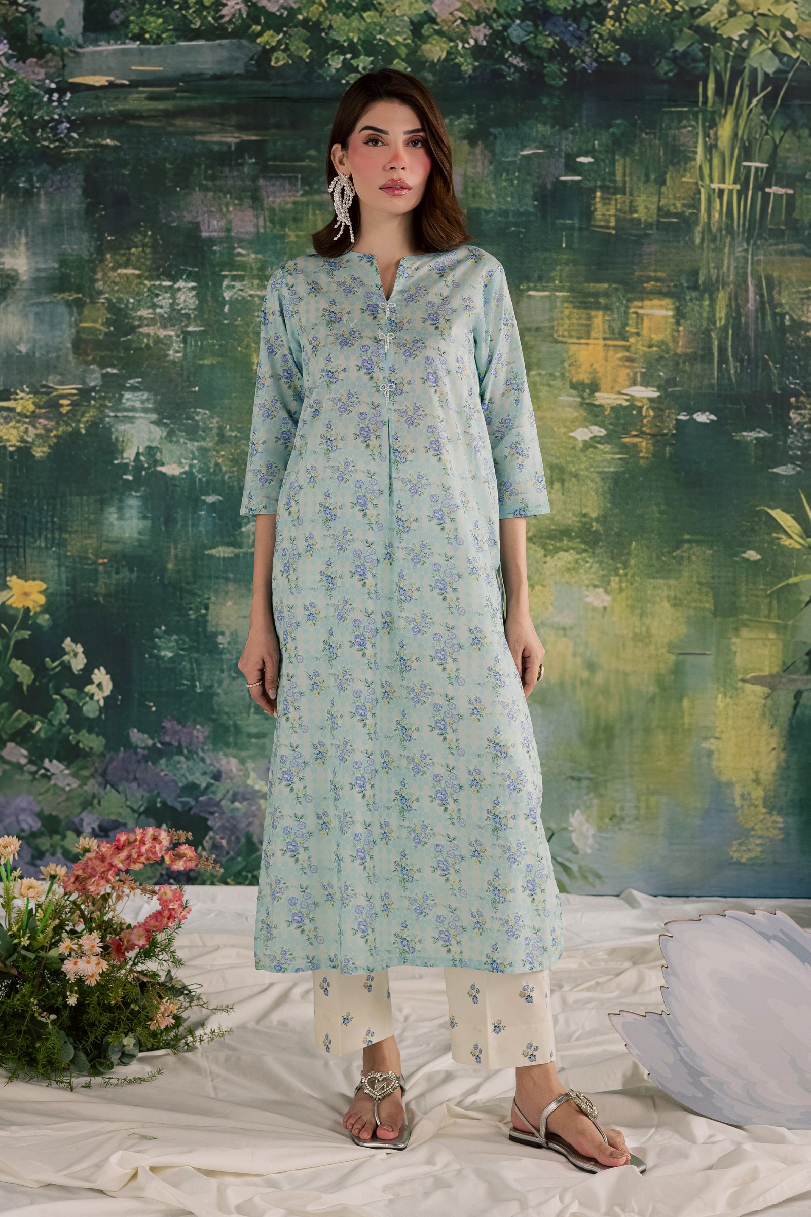 Bluey 2Pc - Printed Lawn Dress BATIKSS26 BATIK XS / Blue / Lawn-S / Blue / Lawn-M / Blue / Lawn-L / Blue / Lawn-XL / Blue / Lawn