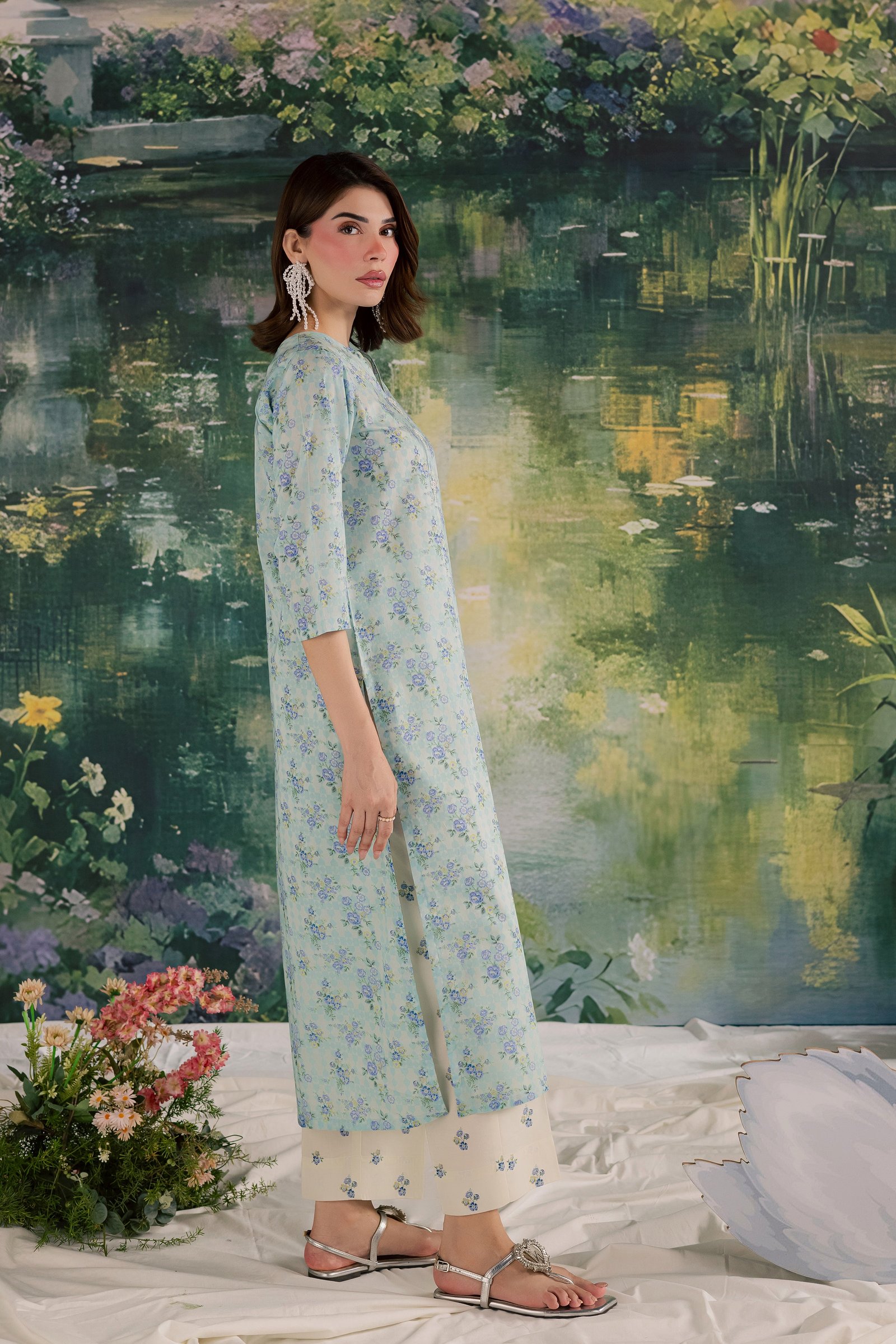 Bluey 2Pc - Printed Lawn Dress BATIKSS26 BATIK XS / Blue / Lawn-S / Blue / Lawn-M / Blue / Lawn-L / Blue / Lawn-XL / Blue / Lawn