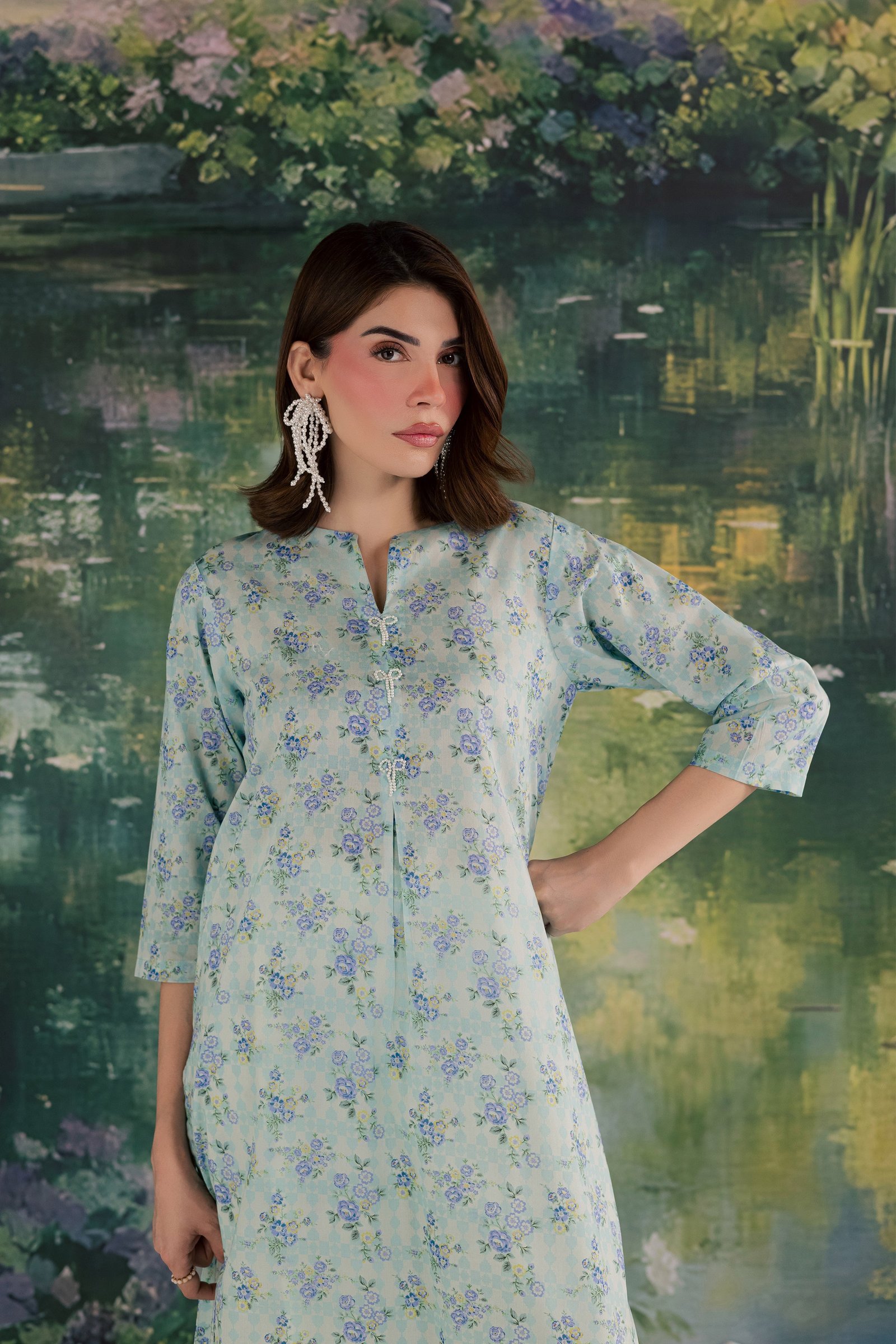 Bluey 2Pc - Printed Lawn Dress BATIKSS26 BATIK XS / Blue / Lawn-S / Blue / Lawn-M / Blue / Lawn-L / Blue / Lawn-XL / Blue / Lawn